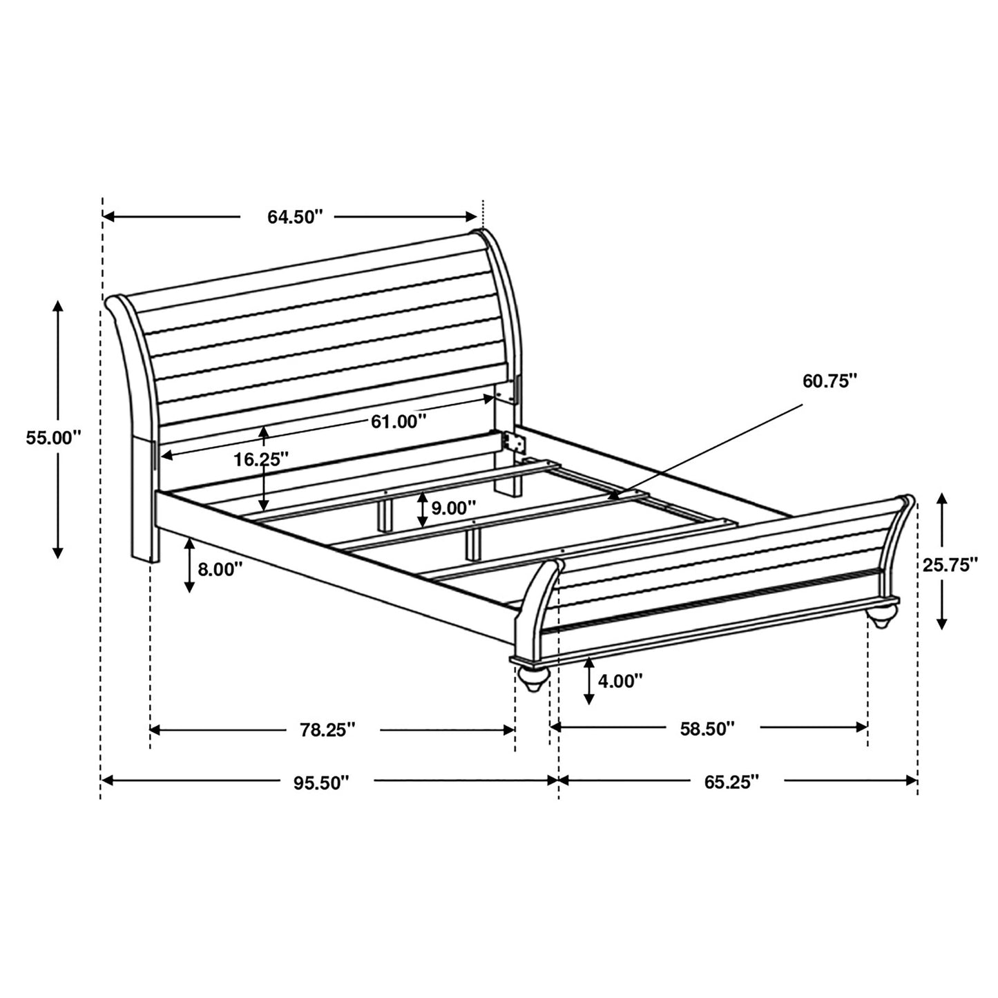 Stillwood Wood Queen Sleigh Bed Vintage Linen