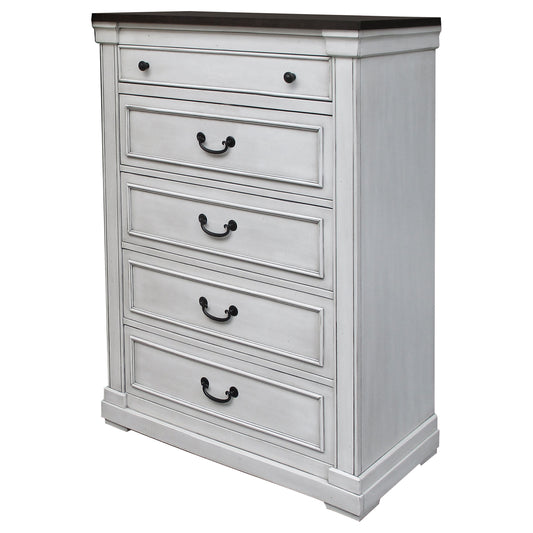 Hillcrest 5-drawer Bedroom Chest Distressed White