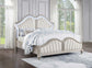 Evangeline Wood Queen LED Panel Bed Silver Oak