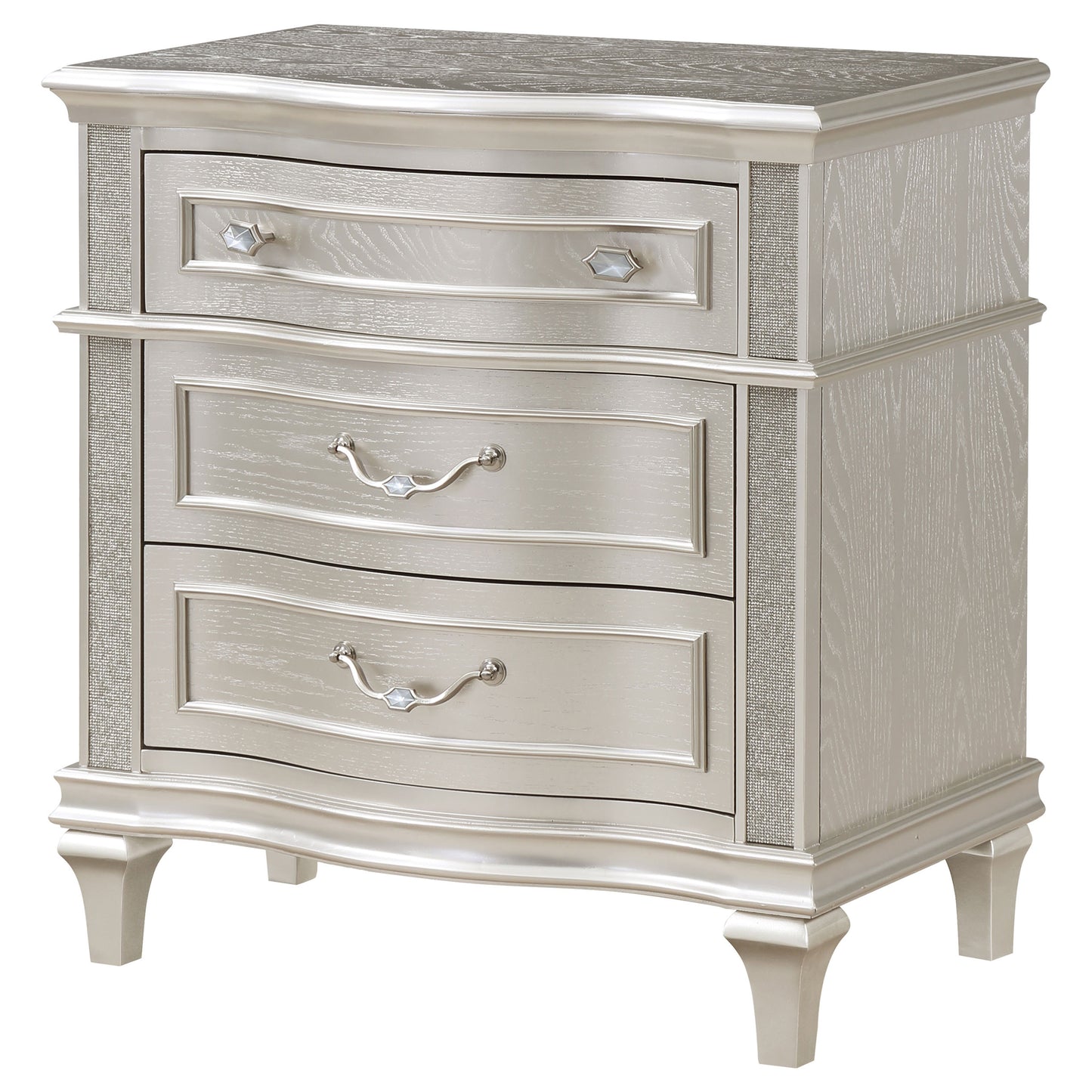 Evangeline 3-drawer Nightstand Silver Oak