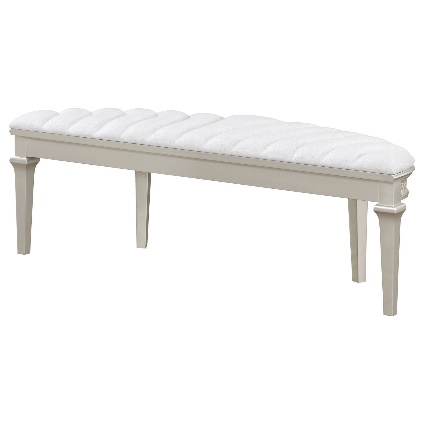 Evangeline Curved Fabric Upholstered Bench Silver Oak