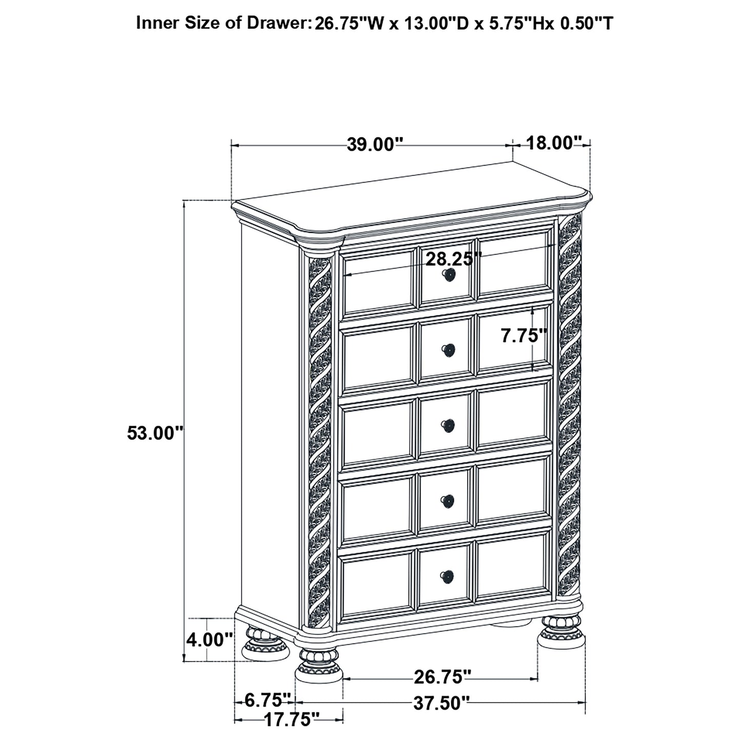 Emmett 5-drawer Bedroom Chest Walnut