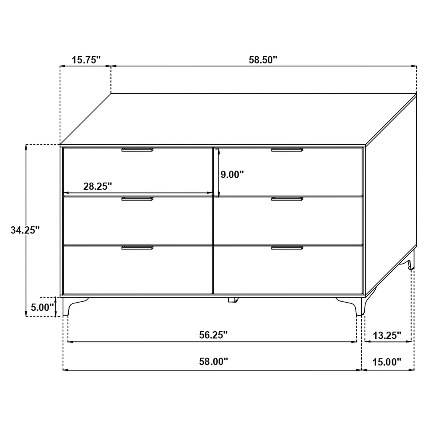 Kendall 6-drawer Dresser Black