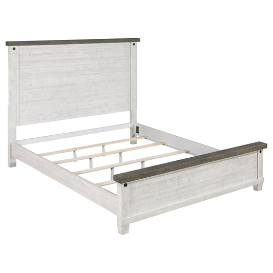 Lilith Wood Queen Panel Bed Distressed White