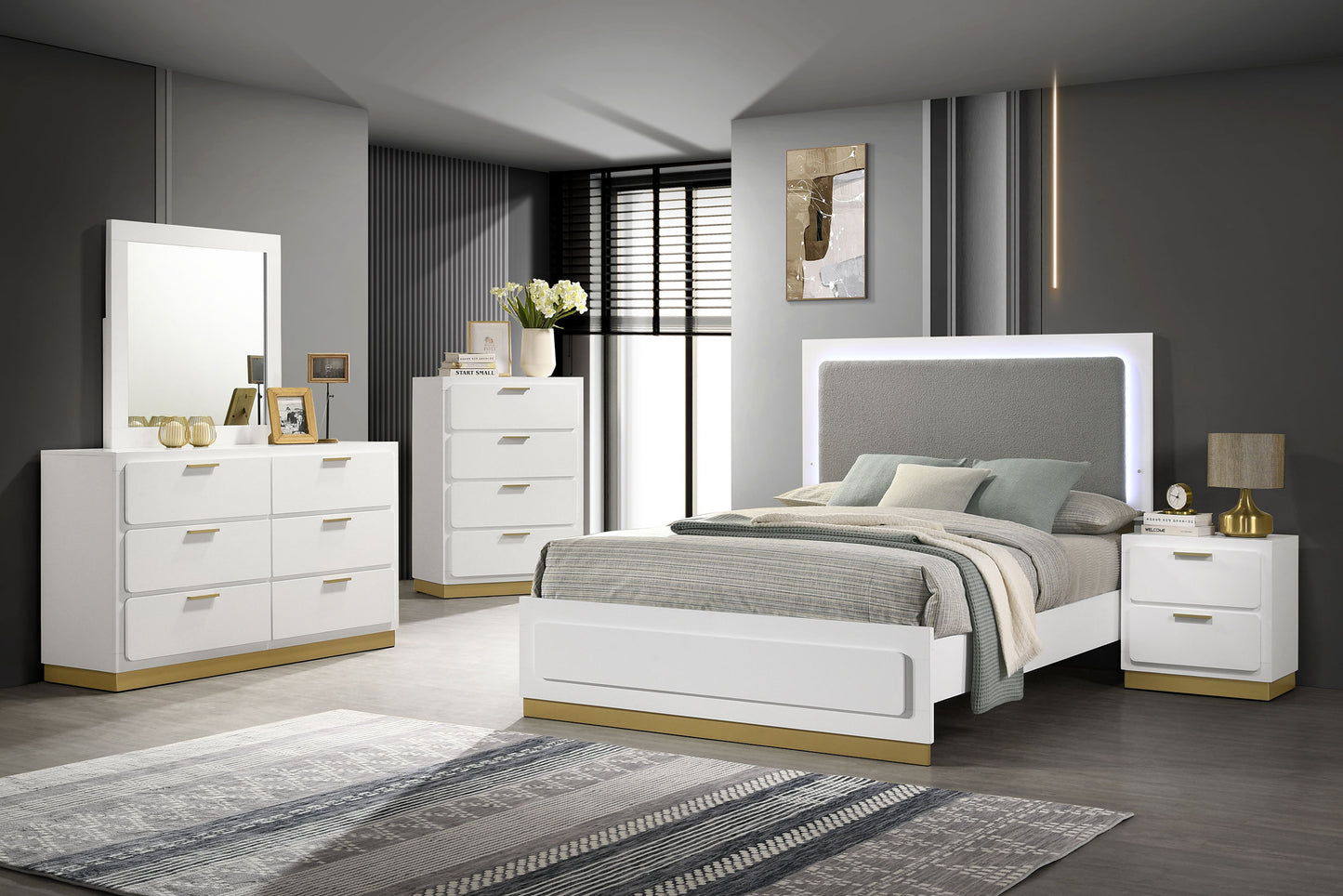 Caraway 5-piece California King Bedroom Set White