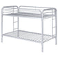 Morgan Metal Twin Over Twin Bunk Bed Silver