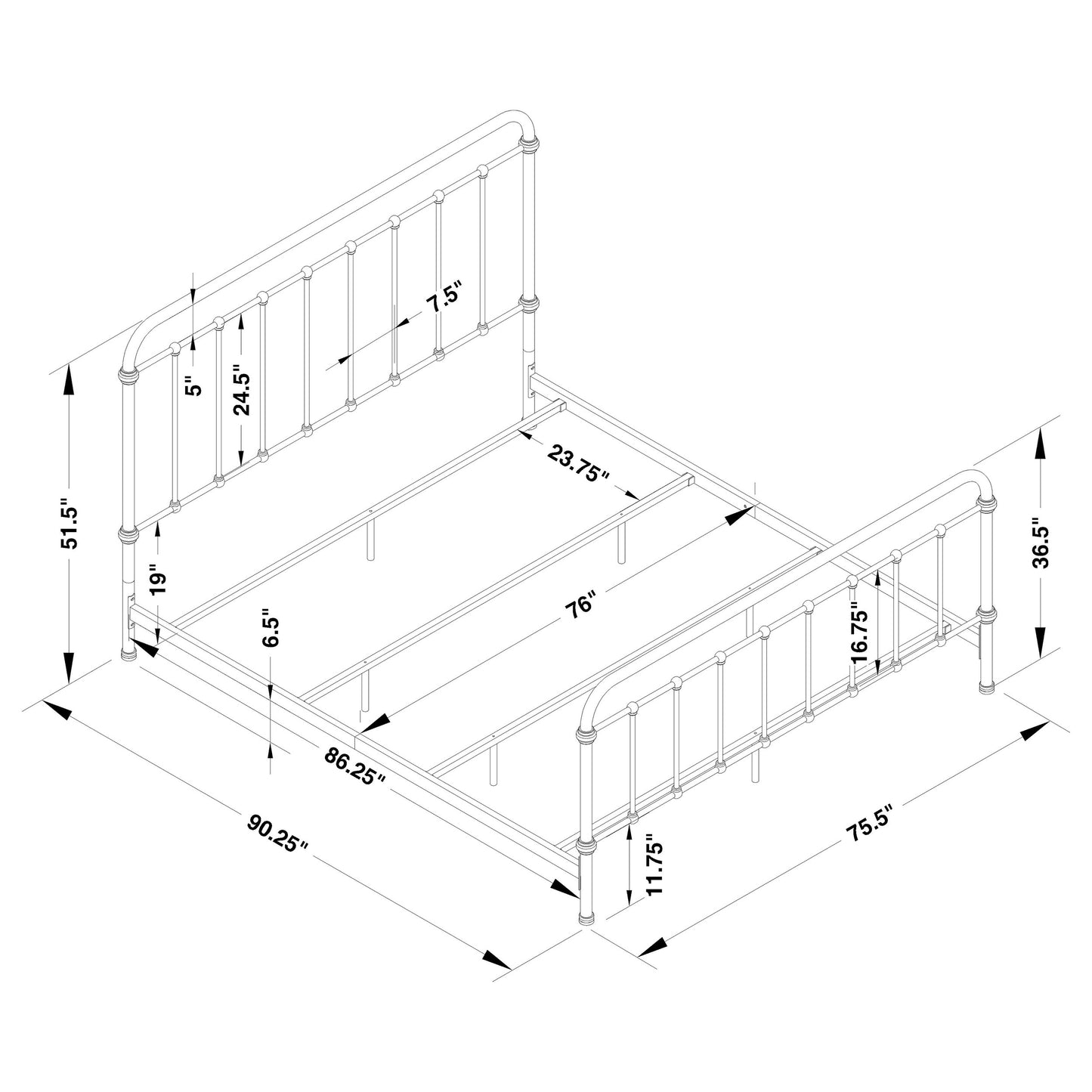 Livingston Metal California King Open Frame Bed Dark Bronze