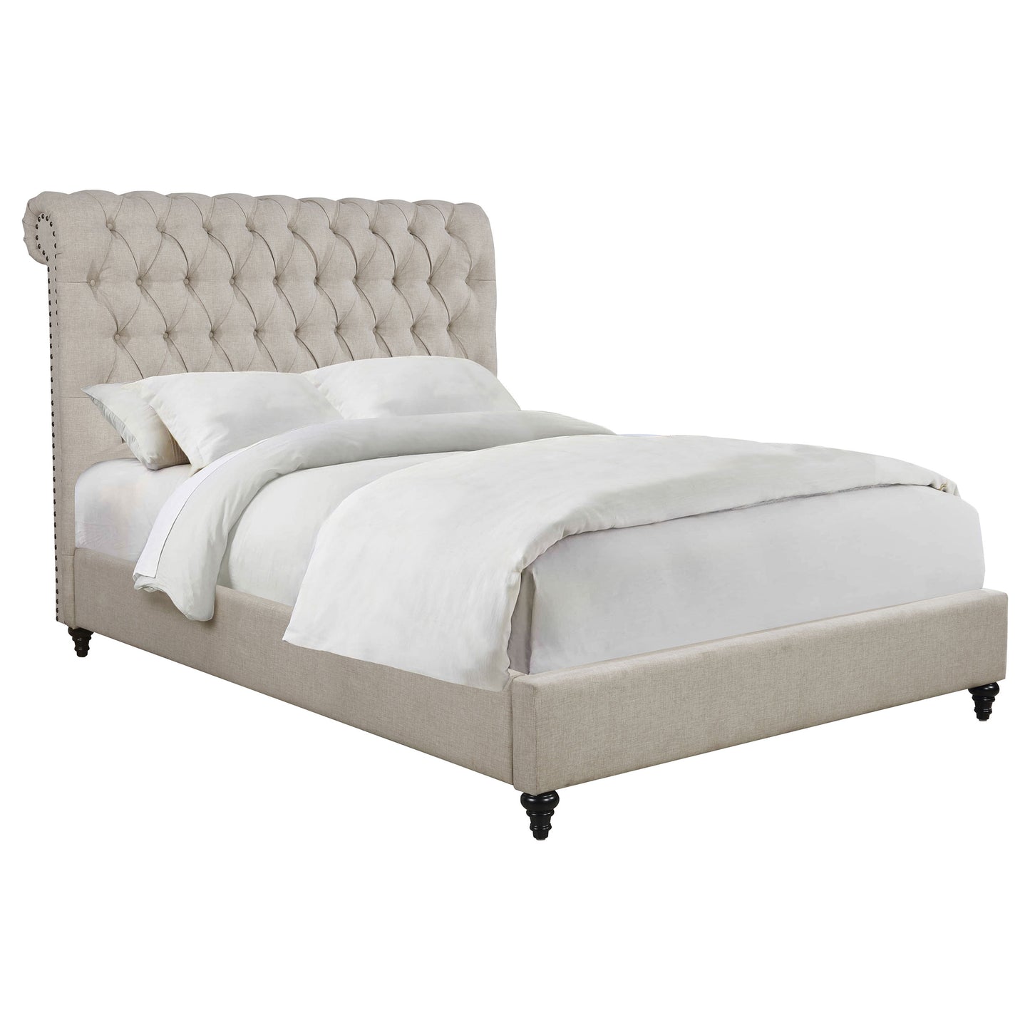 Devon 57-inch Upholstered Queen Panel Bed Beige