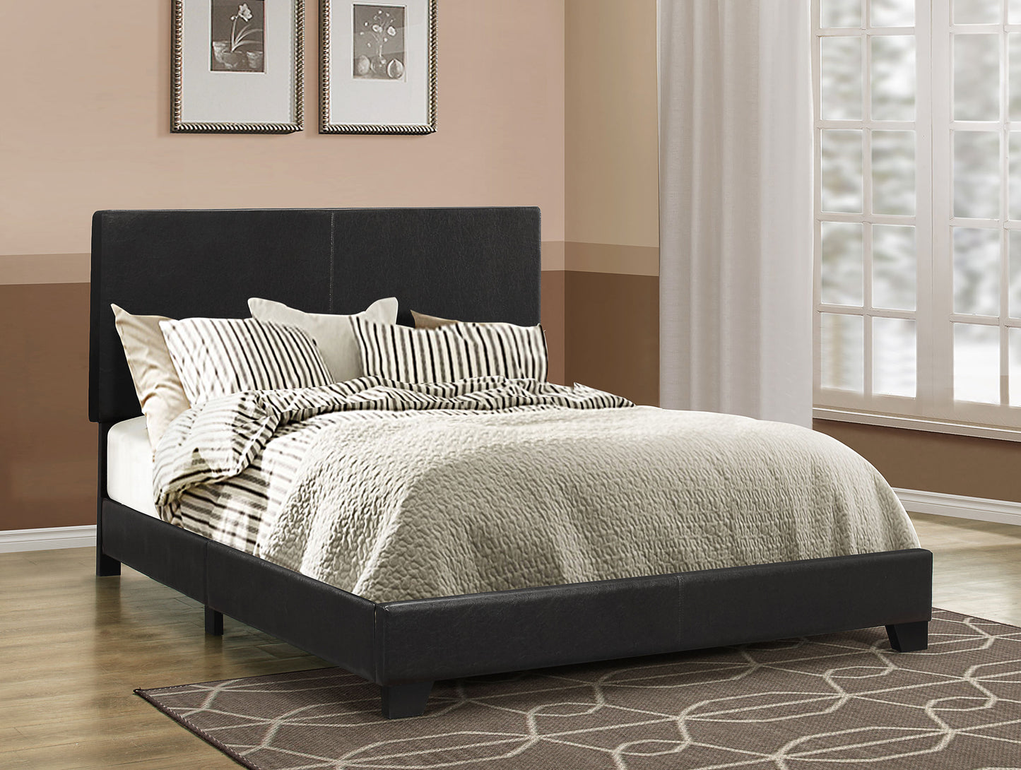 Dorian Upholstered California King Panel Bed Black