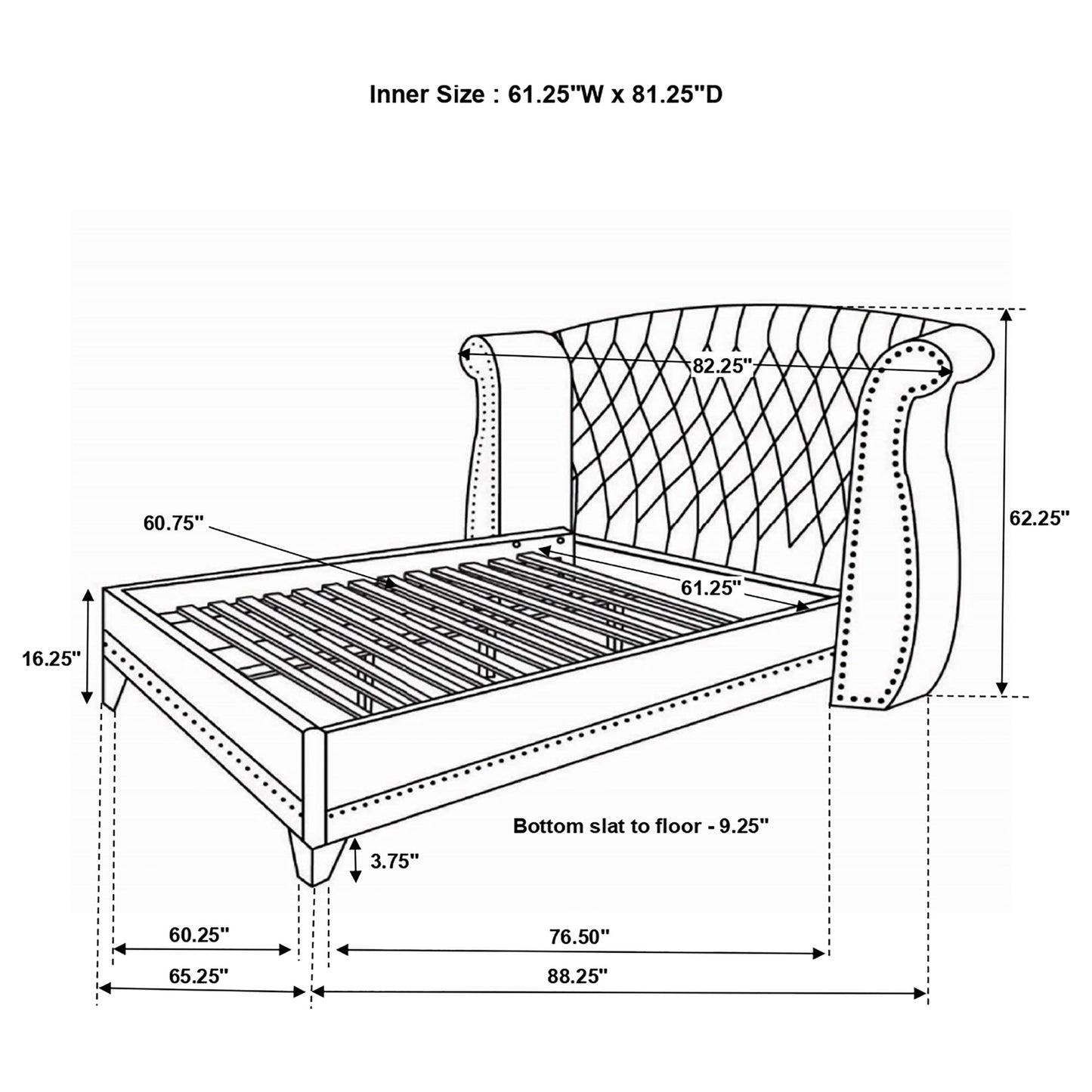 Barzini Upholstered Queen Wingback Bed White