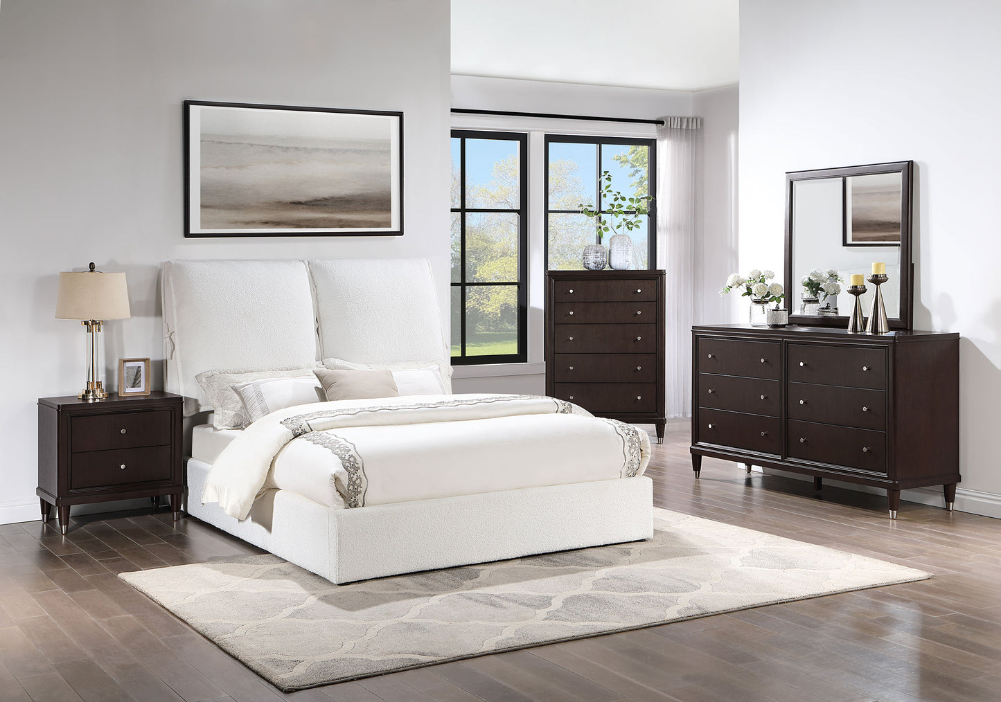 Gwendoline Upholstered Eastern King Panel Bed White