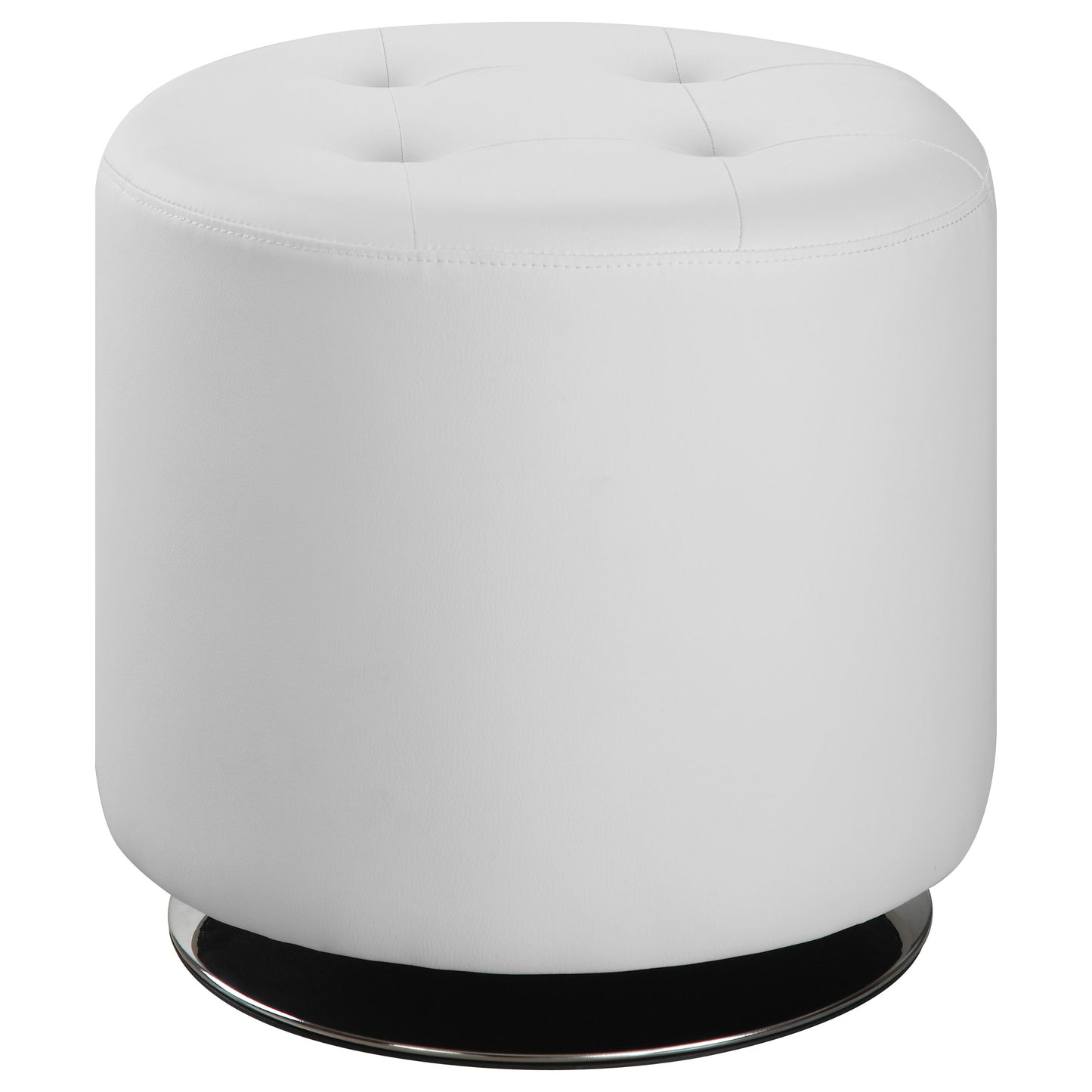 Bowman Round Upholstered Tufted Swivel Ottoman White