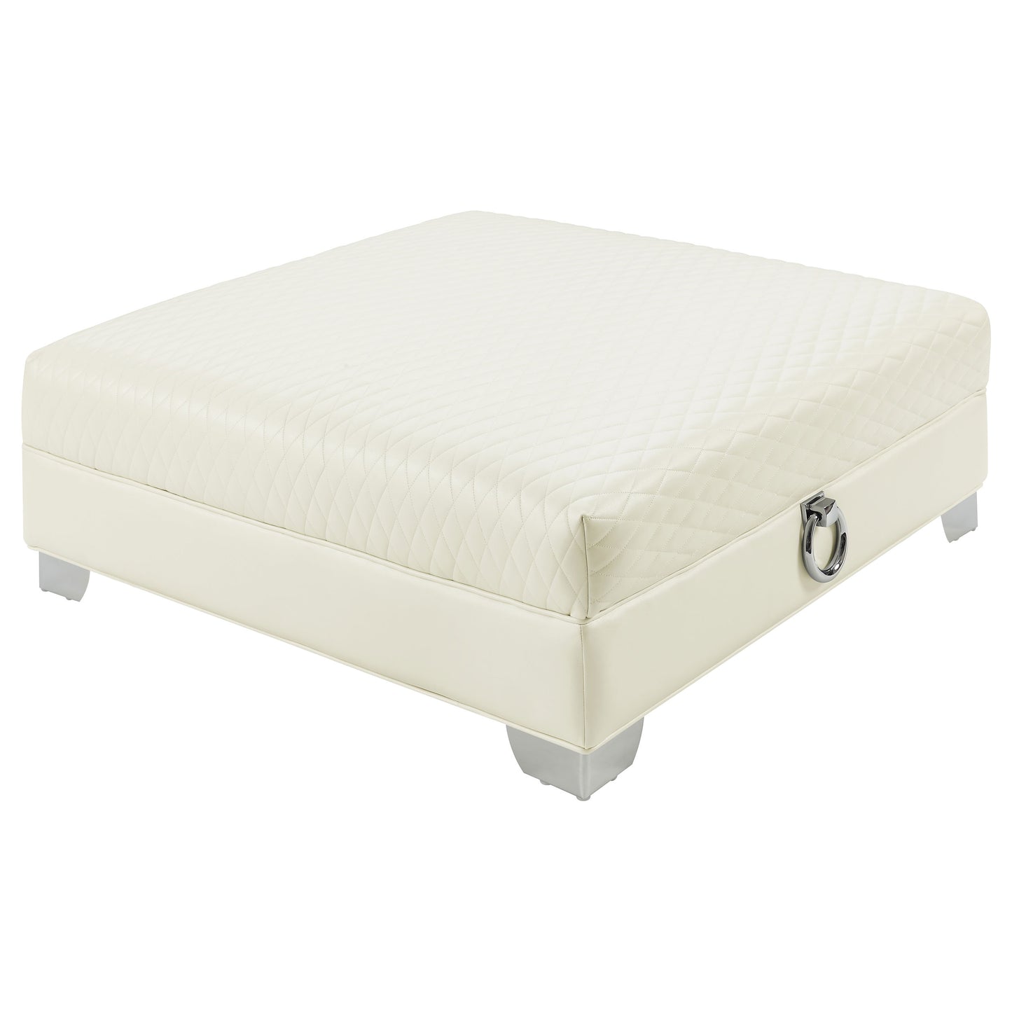 Chaviano Square Upholstered Ottoman Pearl White