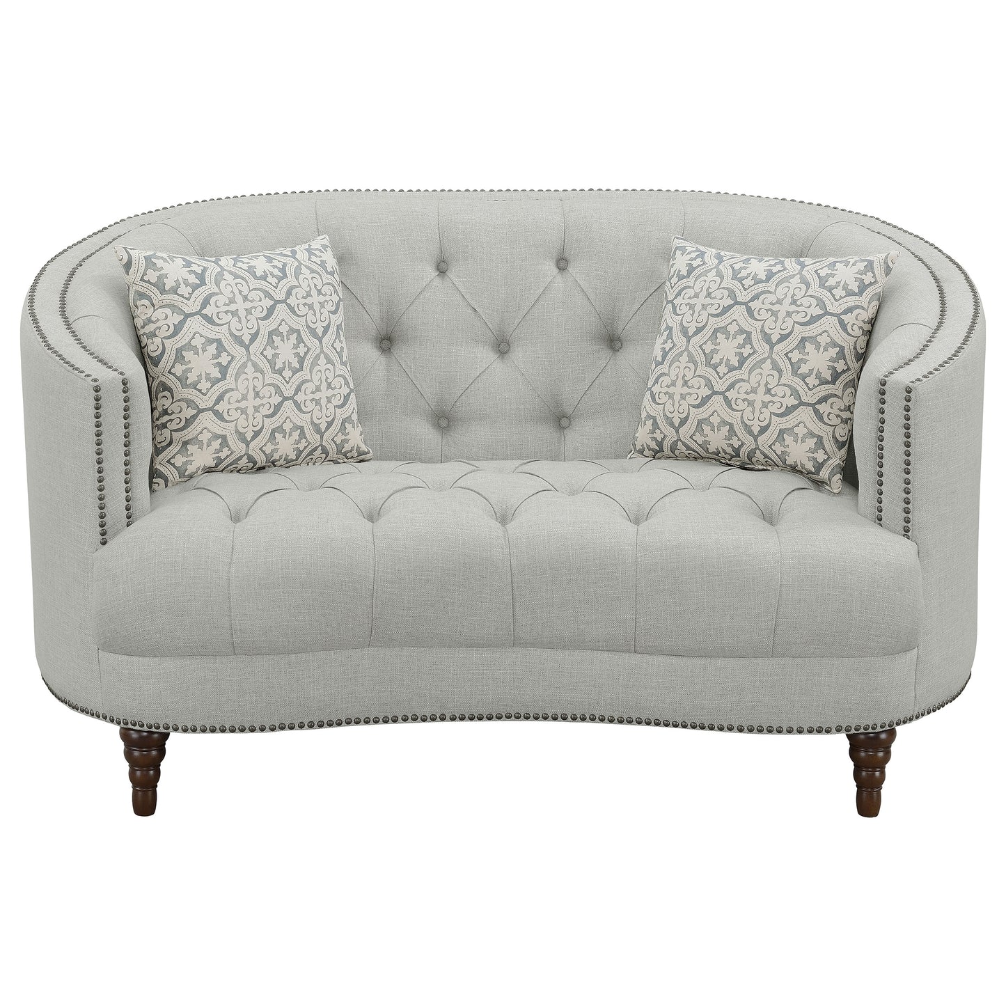 Avonlea Upholstered Sloped Arm Loveseat Grey Fabric