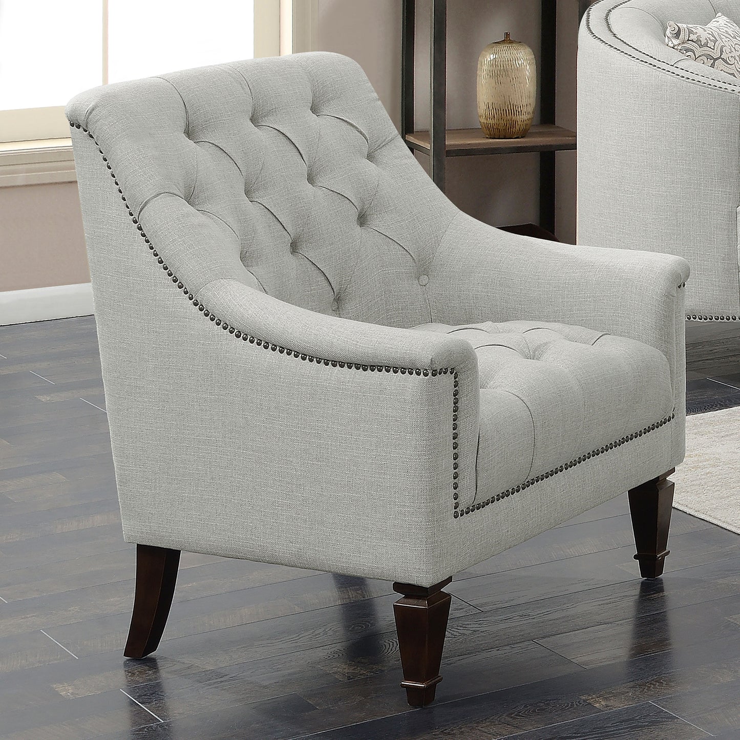 Avonlea Fabric Upholstered Sloped Arm Chair Grey Fabric