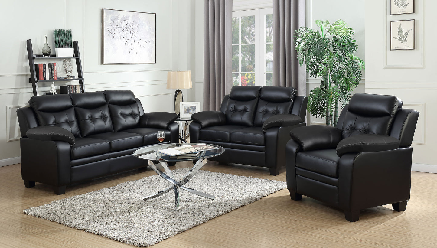 Finley Upholstered Padded Arm Tufted Sofa Black