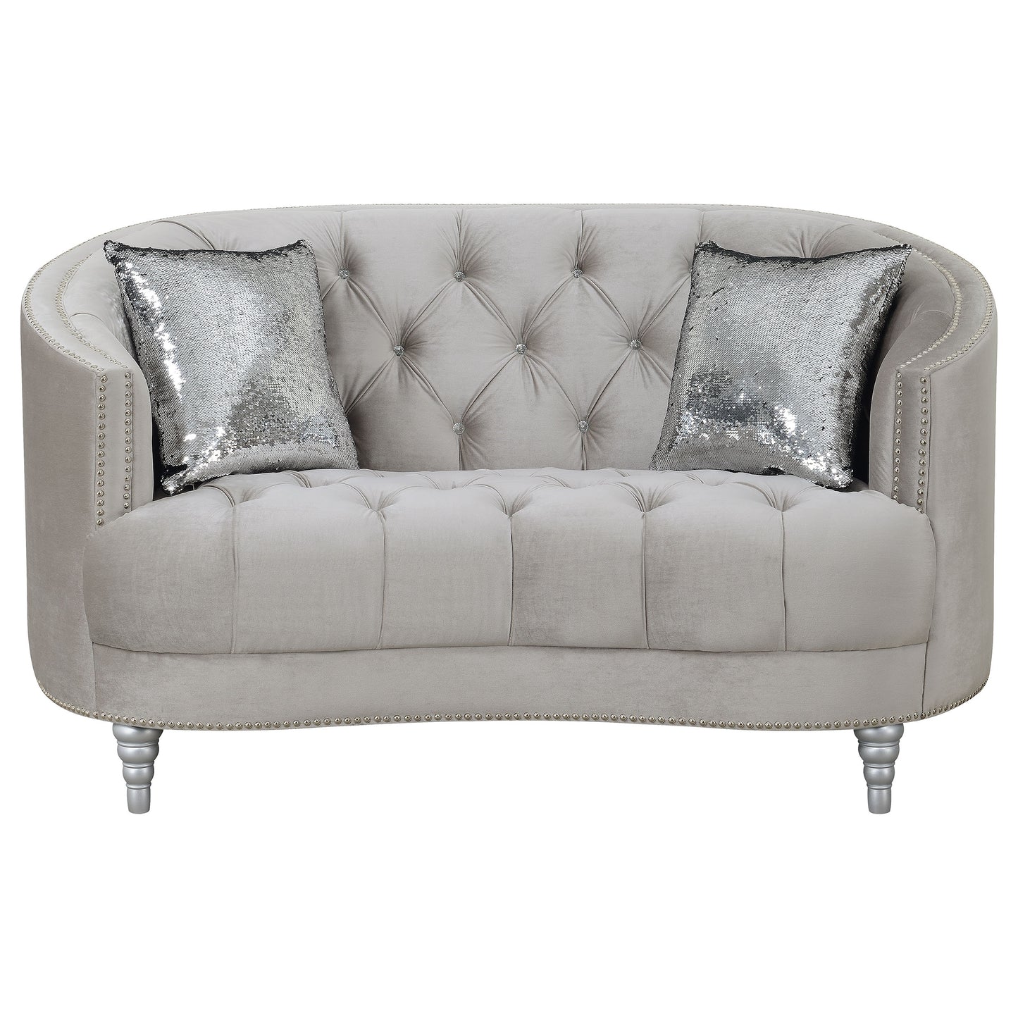 Avonlea Upholstered Sloped Arm Loveseat Grey Velvet