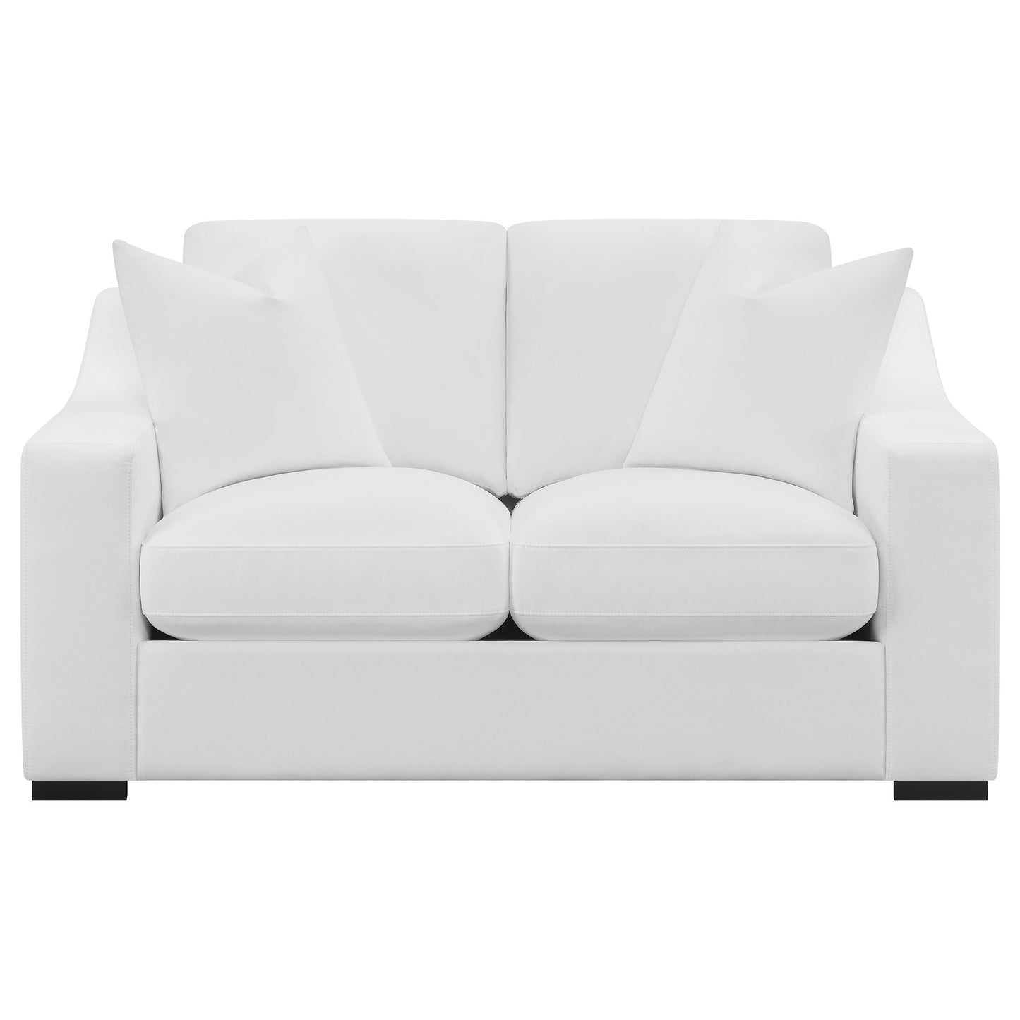 Ashlyn 2-piece Upholstered Sloped Arm Sofa Set White