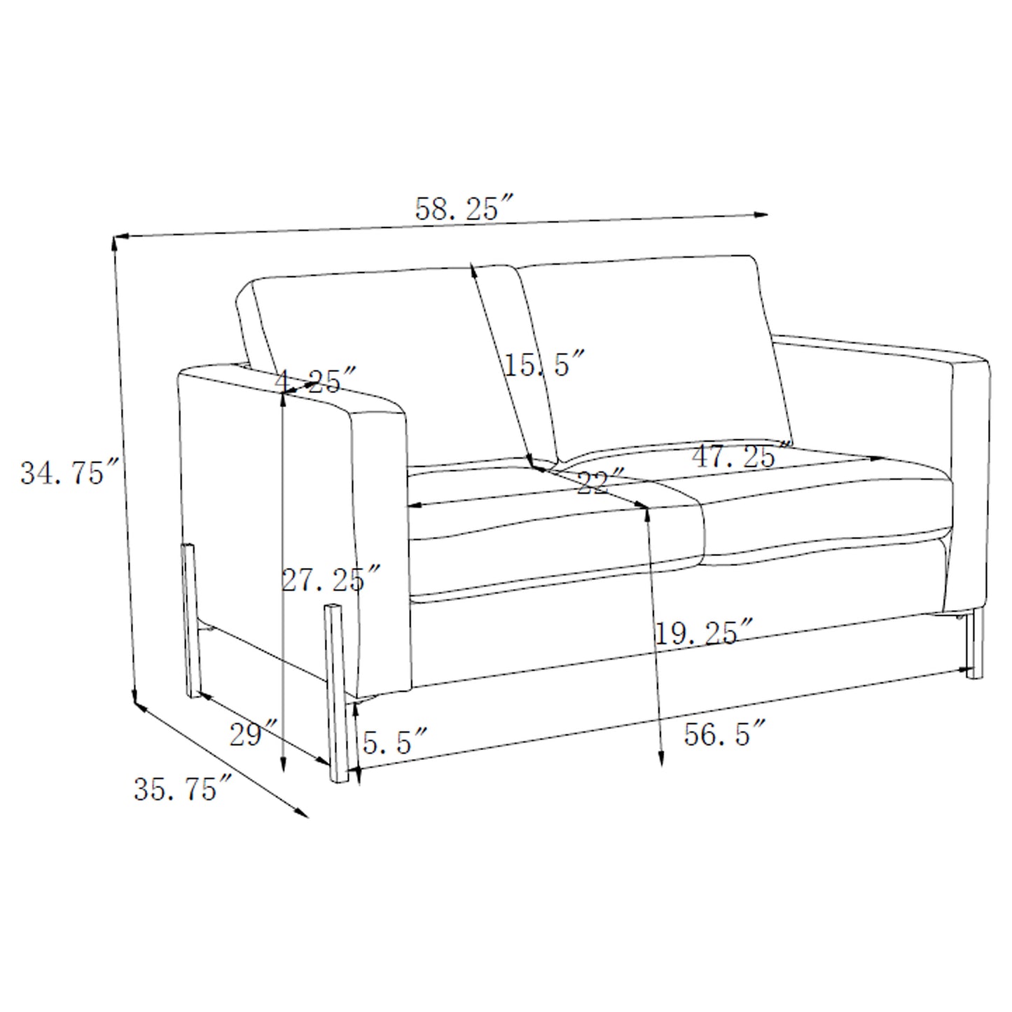 Tilly Upholstered Track Arm Loveseat Oatmeal