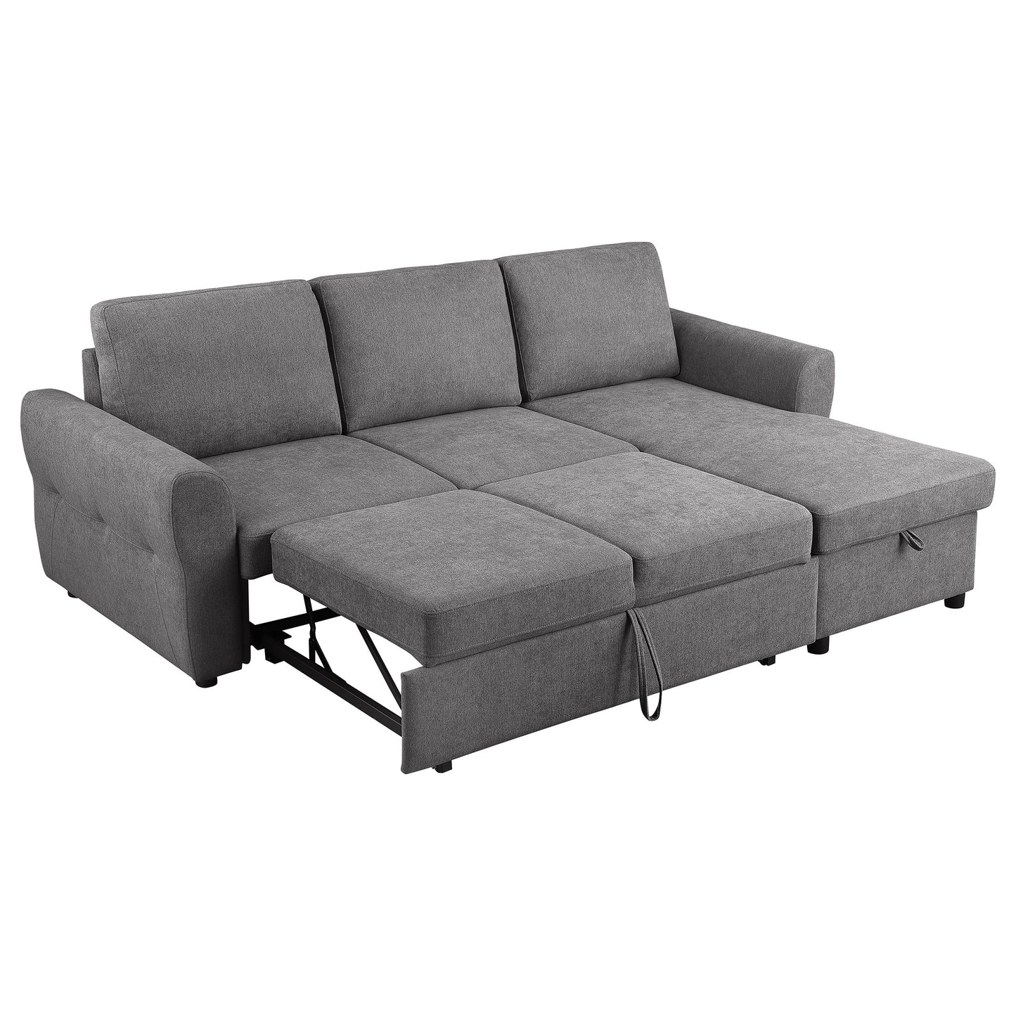 Samantha Upholstered Storage Sleeper Sectional Sofa Grey