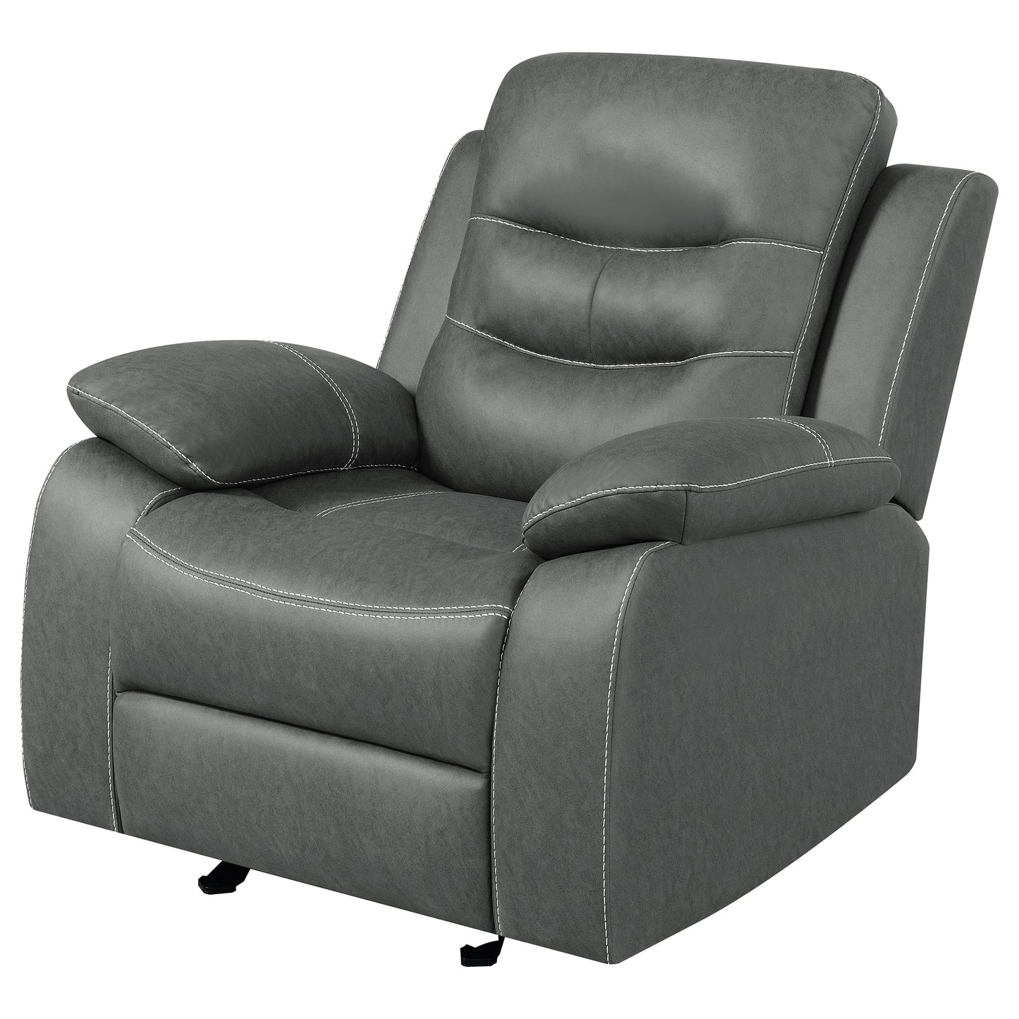 Nova Upholstered Padded Arm Glider Recliner Dark Grey