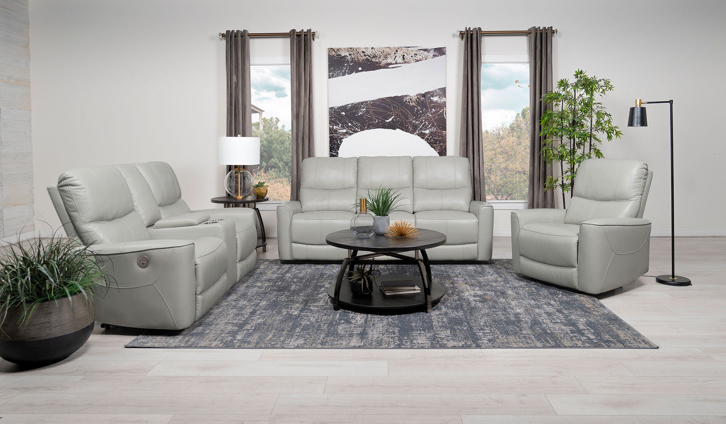 Greenfield Upholstered Power Reclining Sofa Dove Grey