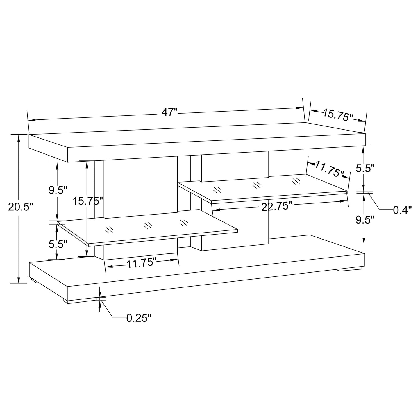 Cogswell 2-shelf Wood 47" TV Stand White High Gloss