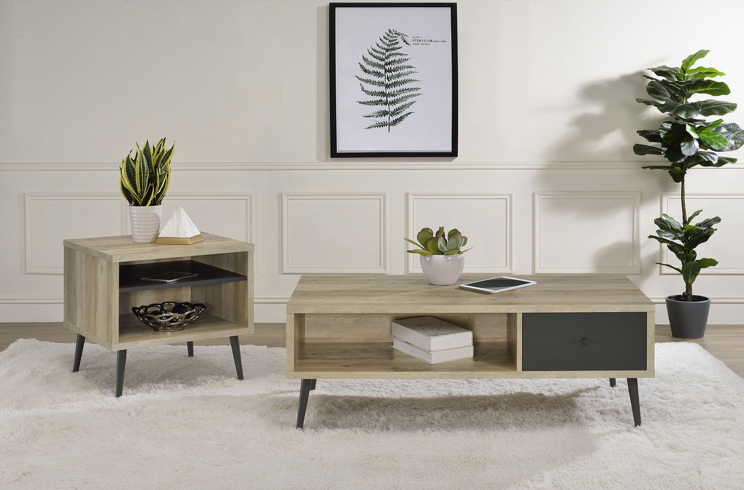 Welsh 1-drawer Engineered Wood Coffee Table Antique Pine