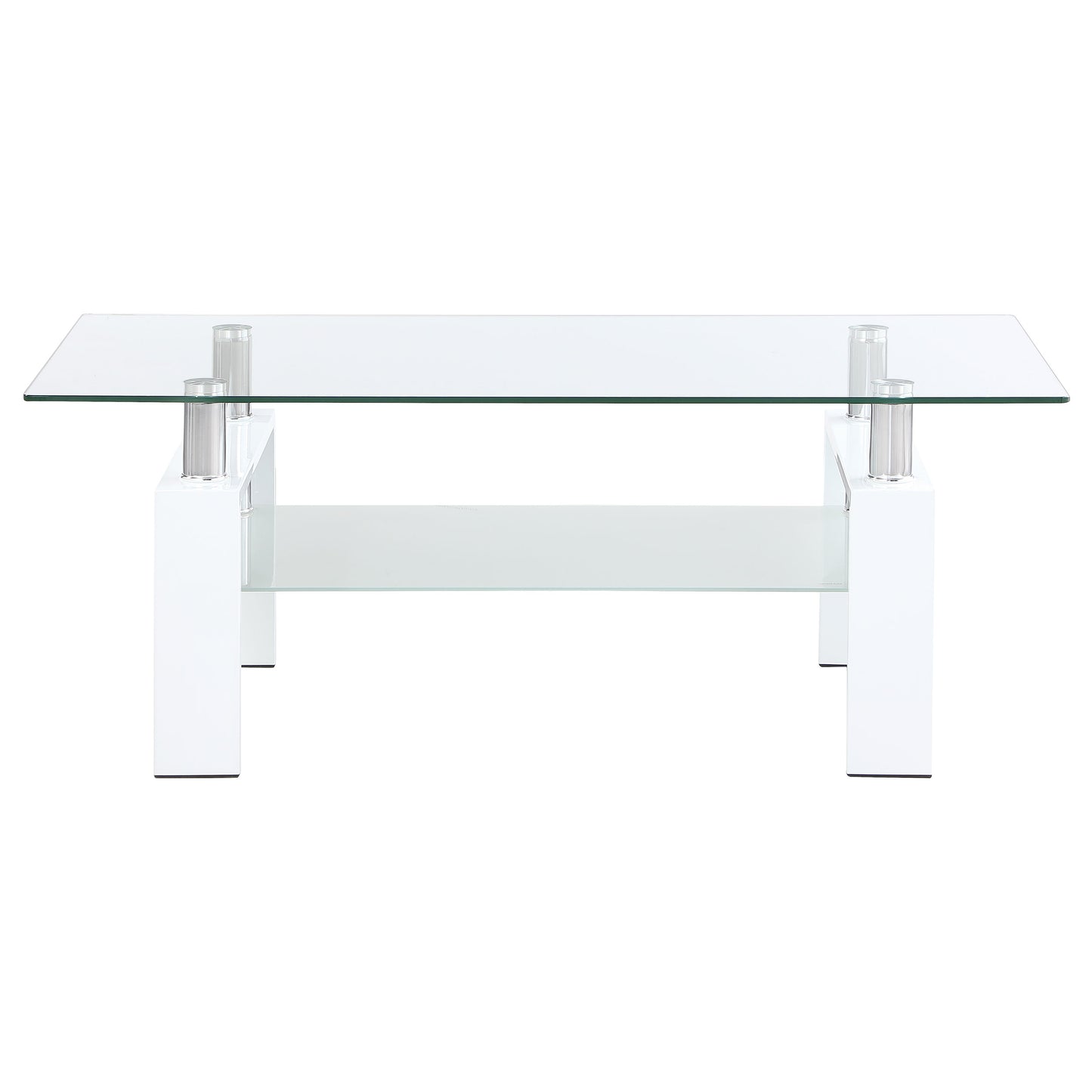 Dyer 1-shelf Rectangular Glass Top Coffee Table White