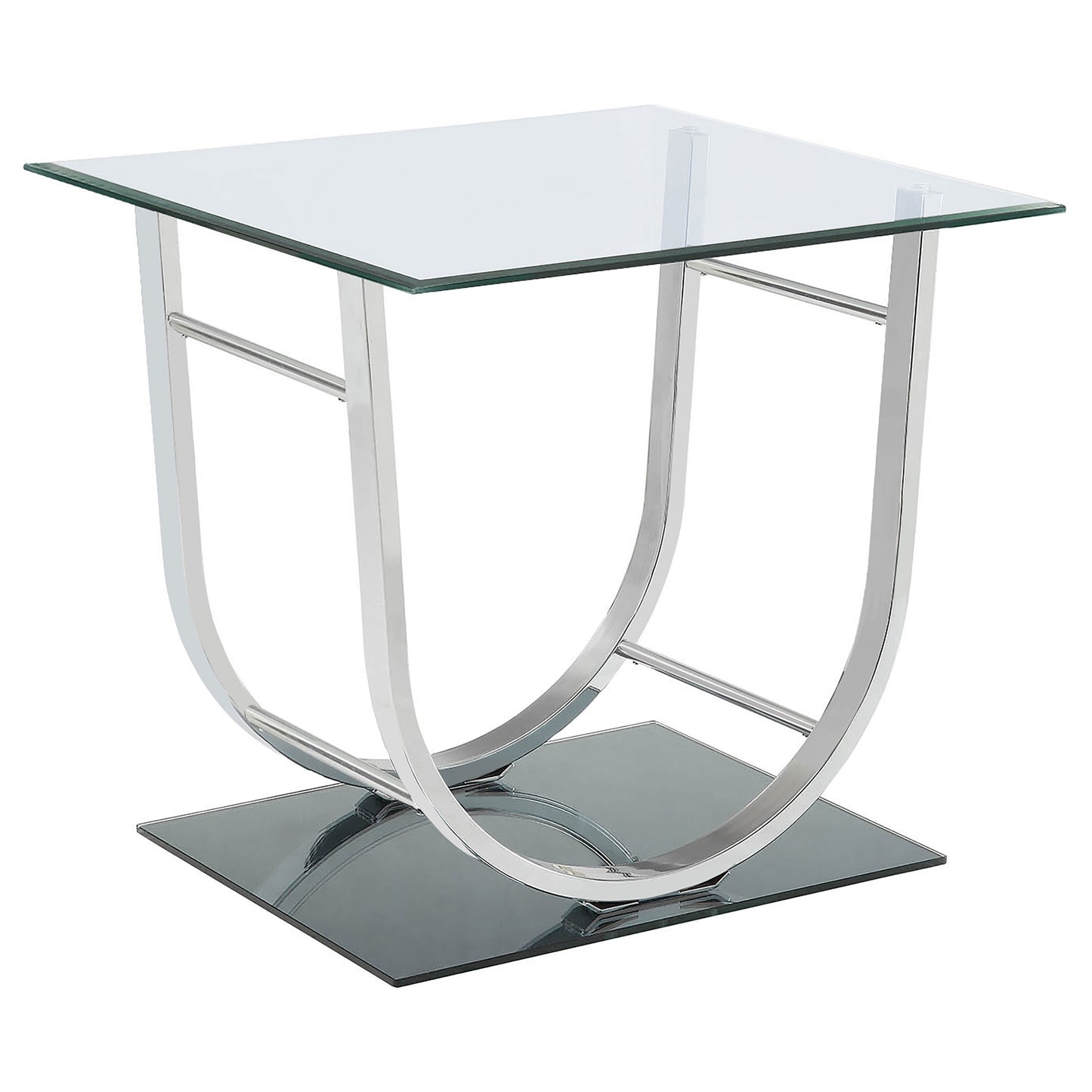 Danville Square U-Shaped Glass Top Side End Table Chrome