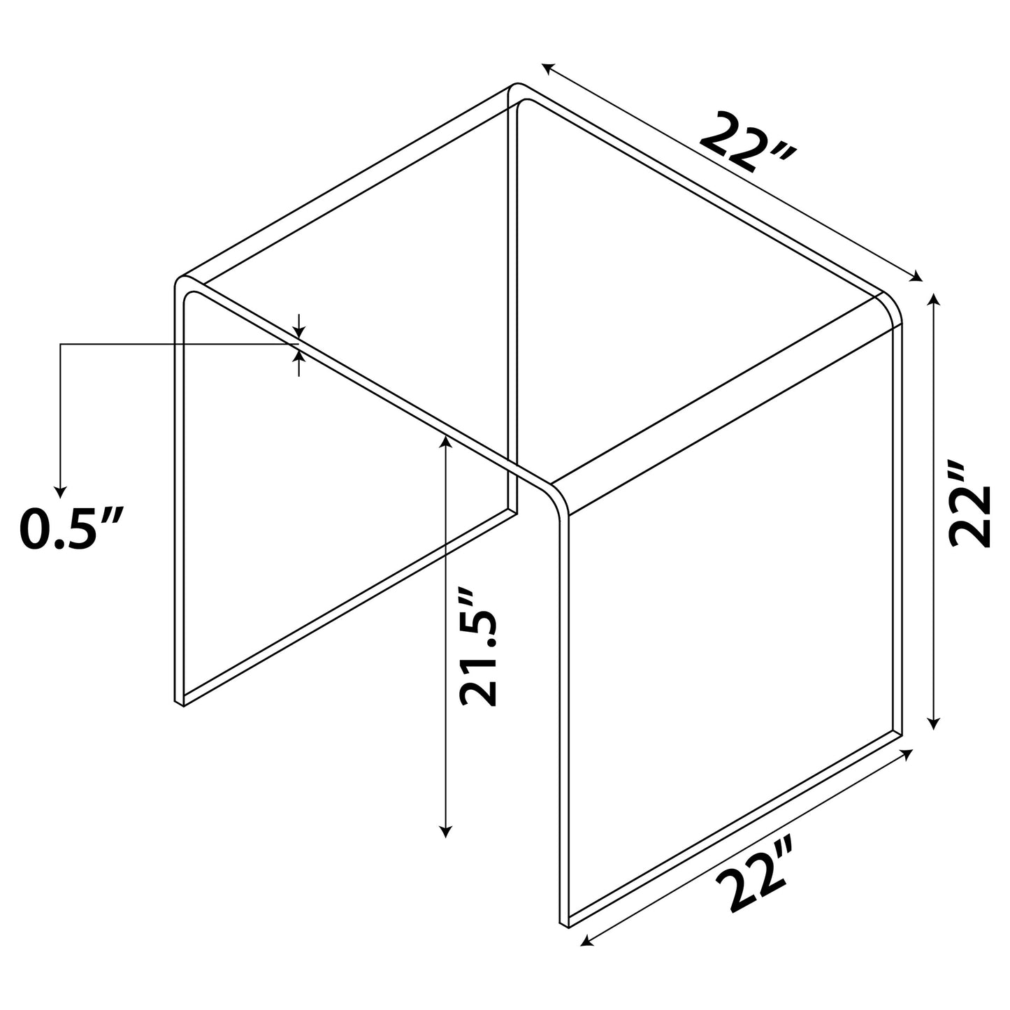 Ripley Squared Tempered Bent Glass Side End Table Clear