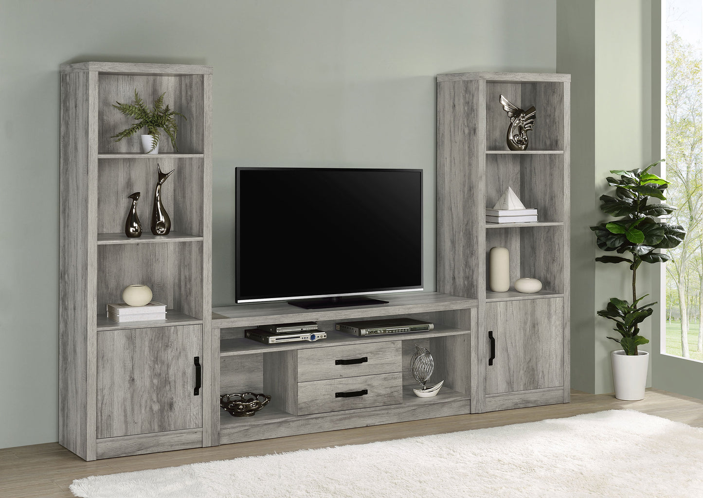 Burke 3-shelf Engineered Wood Media Tower Grey Driftwood