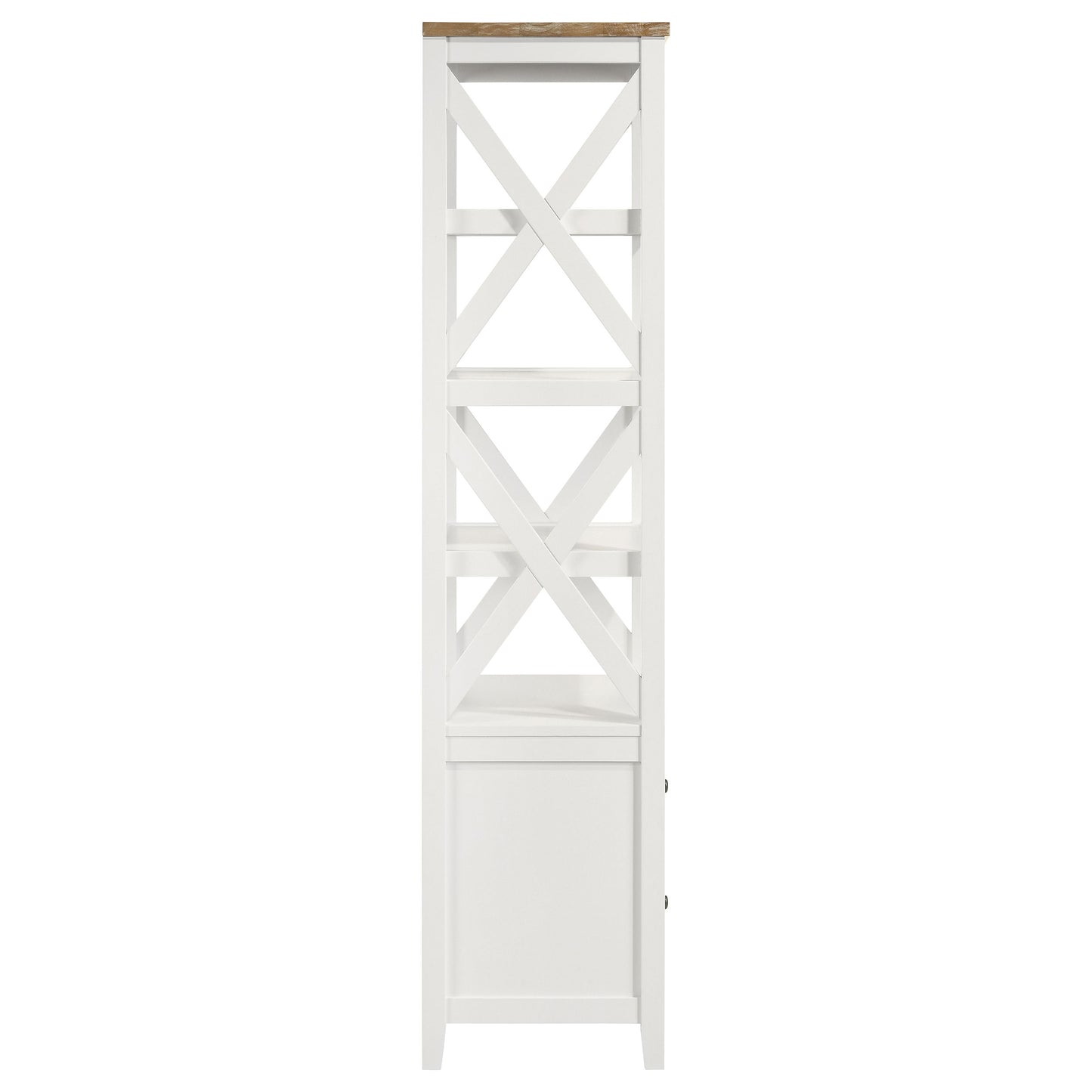 Hollis 4-shelf Wood Media Tower with Drawers Brown and White