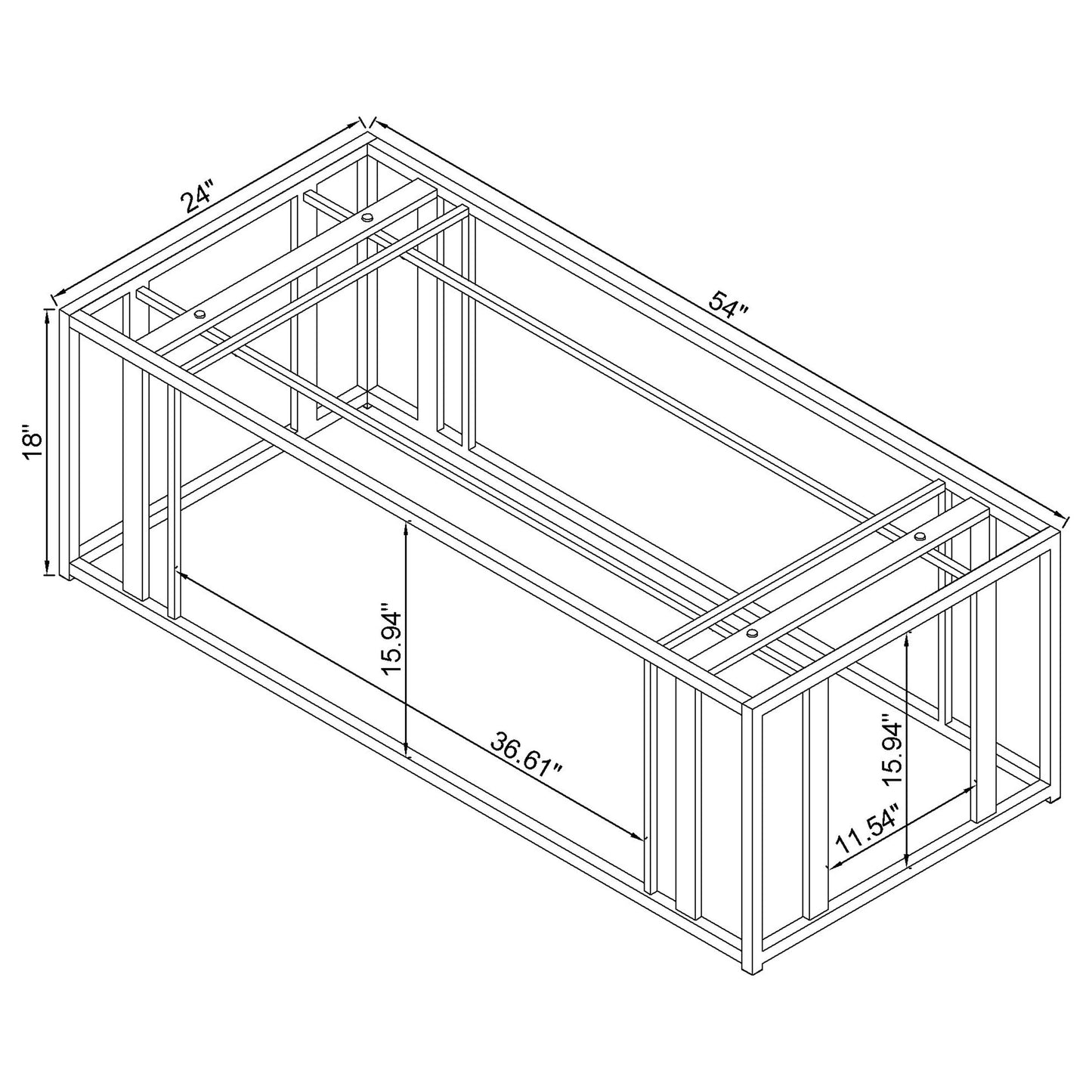 Adri Rectangular Glass Top Coffee Table Black Nickel