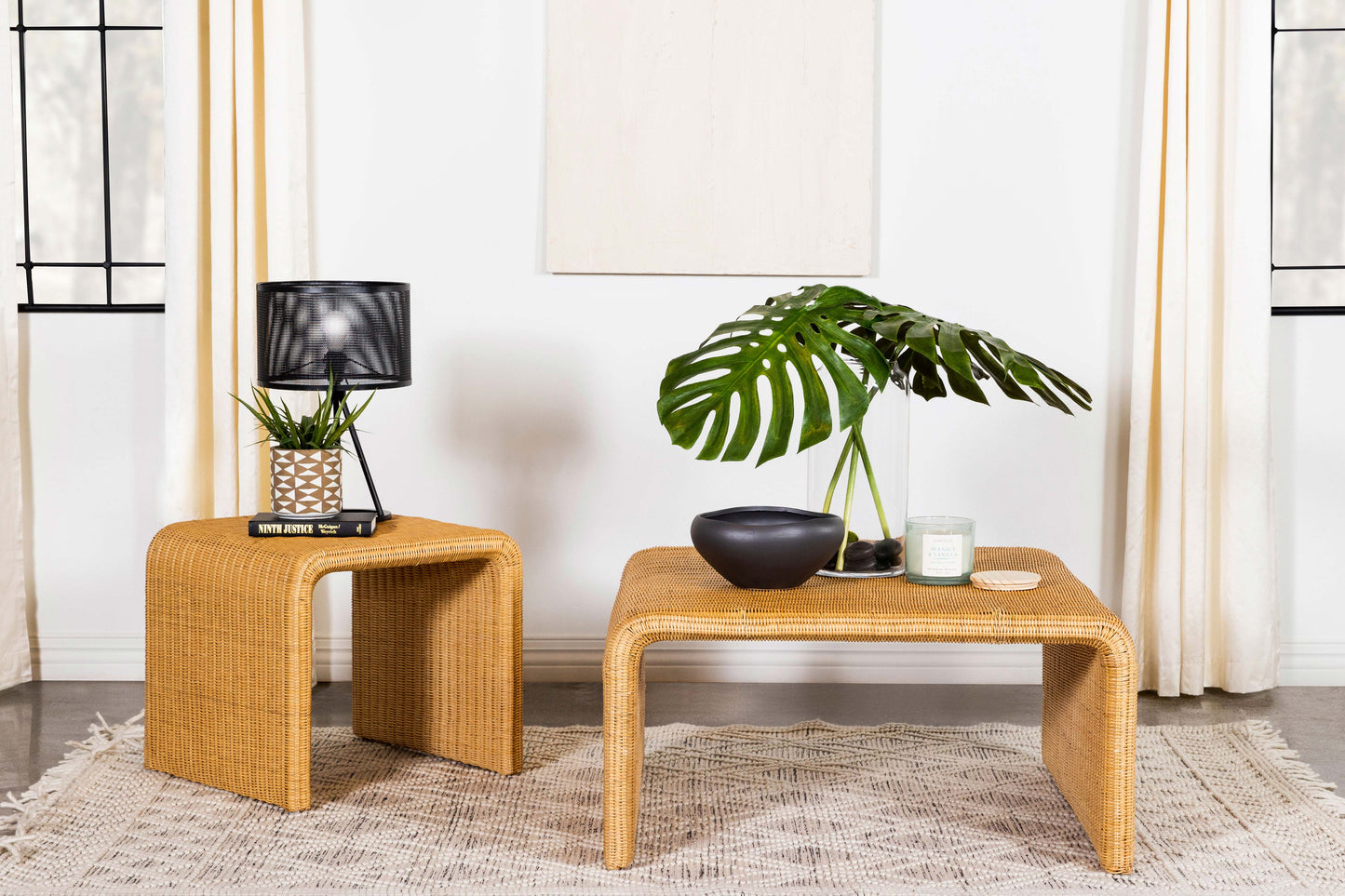 Juanita Square Woven Rattan End Table Natural