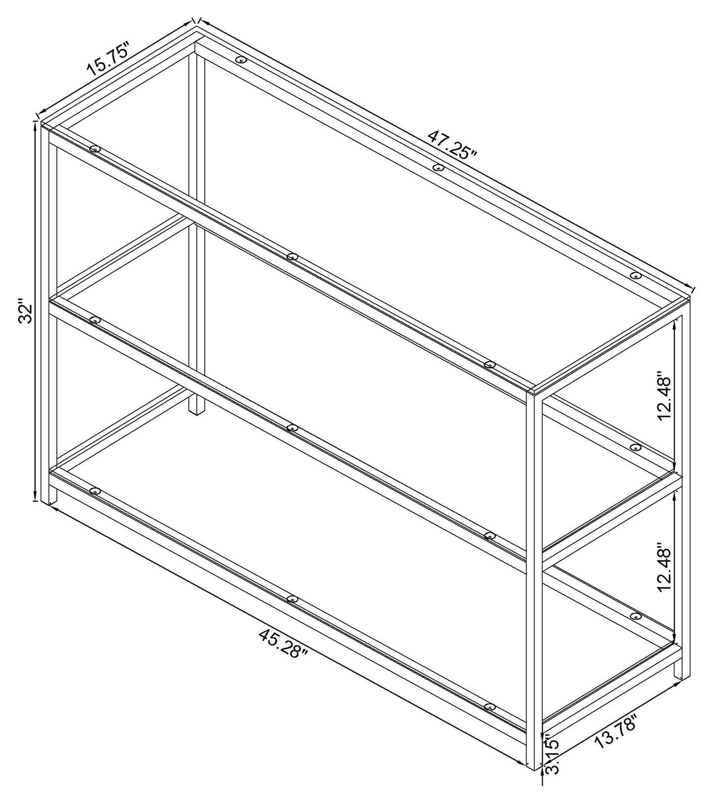 Trini 2-shelf Glass Top Entryway Console Table Black Nickel