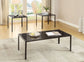 Brock Rectangular Glass Top Coffee Table Set Black