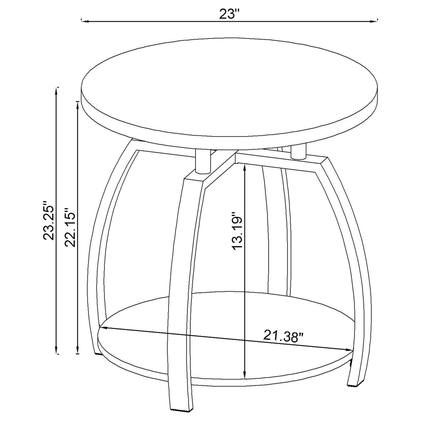 Dacre Round Engineered Wood Top Side End Table Dark Charcoal