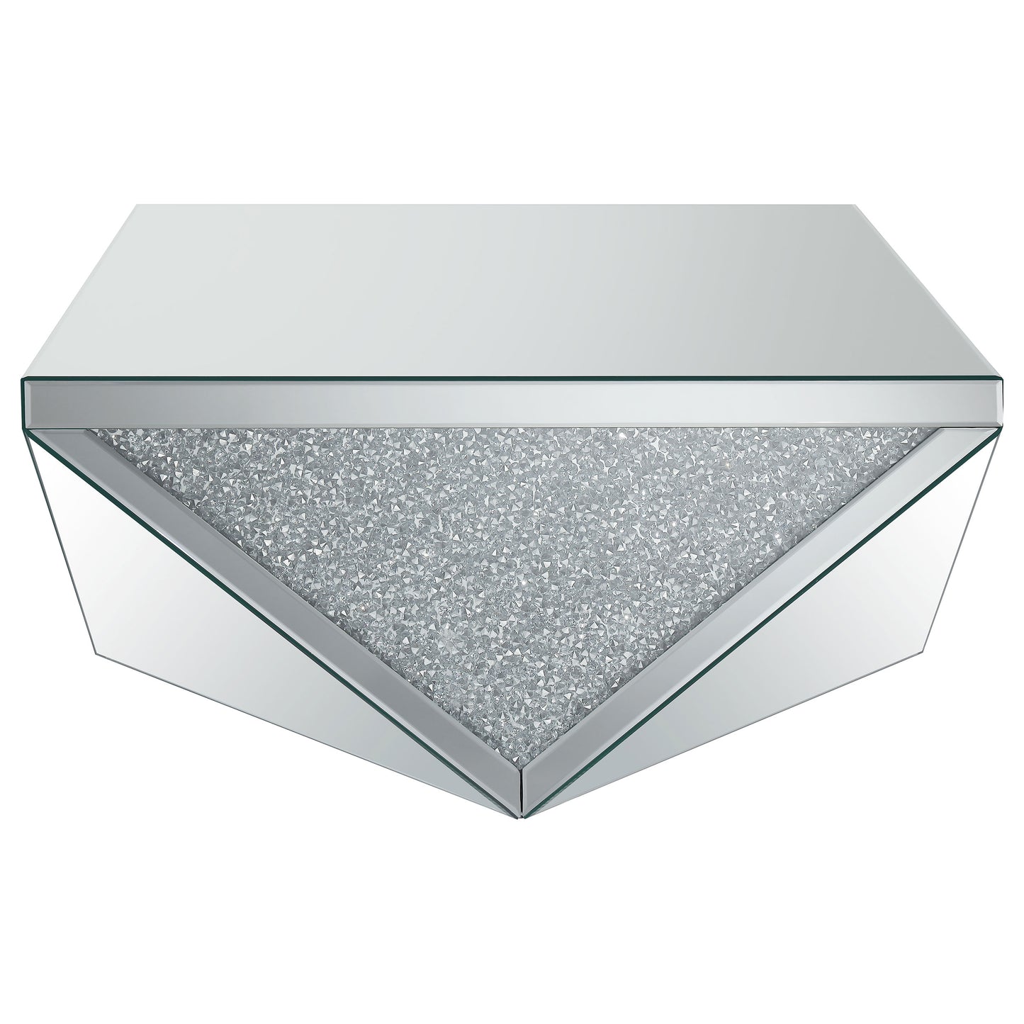 Amore Square Mirrored Acrylic Crystal Coffee Table Silver