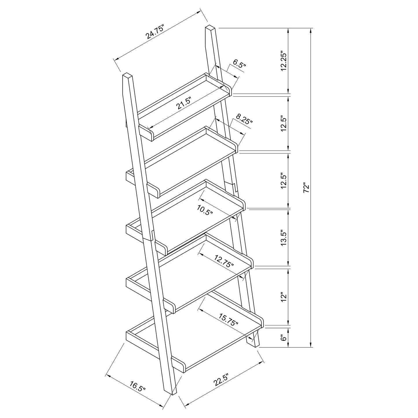 Colella 3-piece Storage Ladder Bookshelf Set Cappuccino