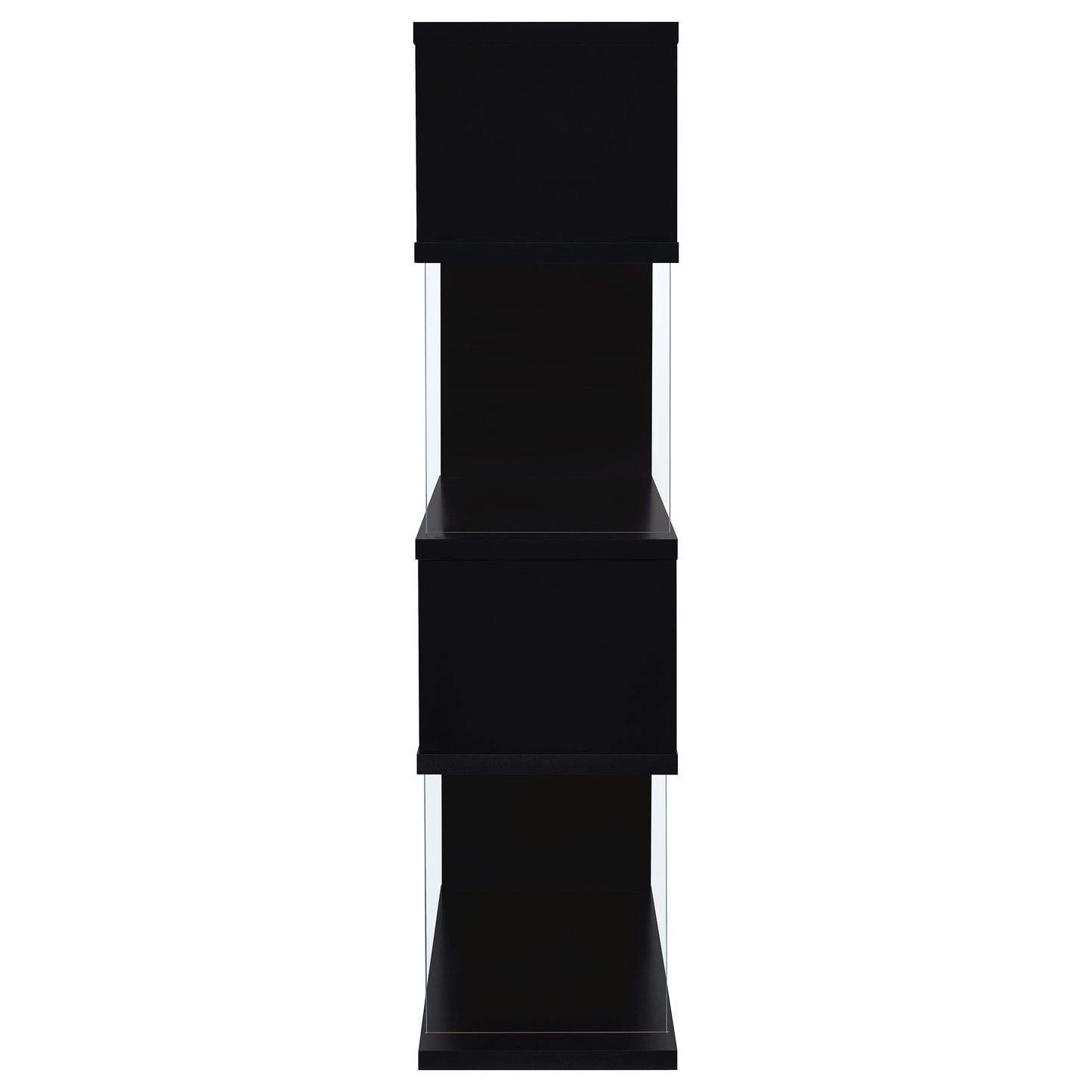 Emelle 63-inch 4-shelf Glass Panel Bookshelf Black