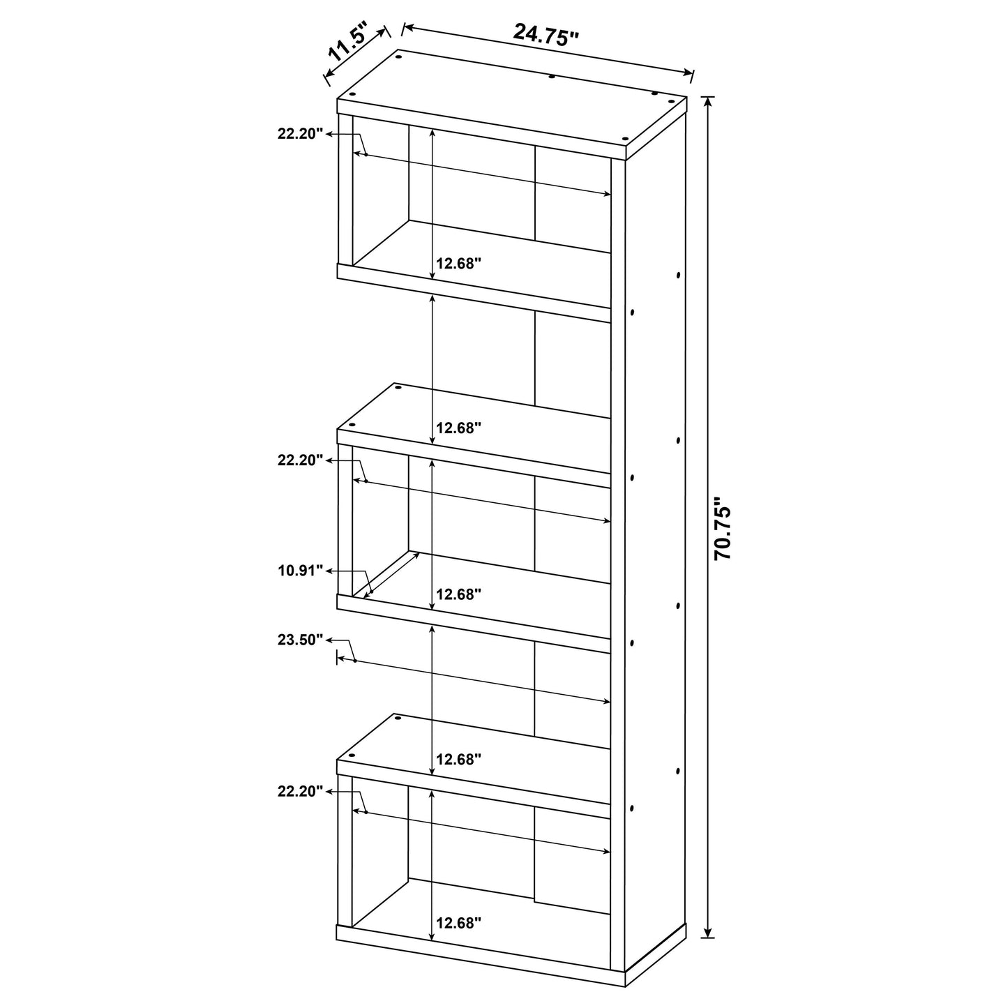 Joey 71-inch 5-shelf Bookshelf Weathered Grey