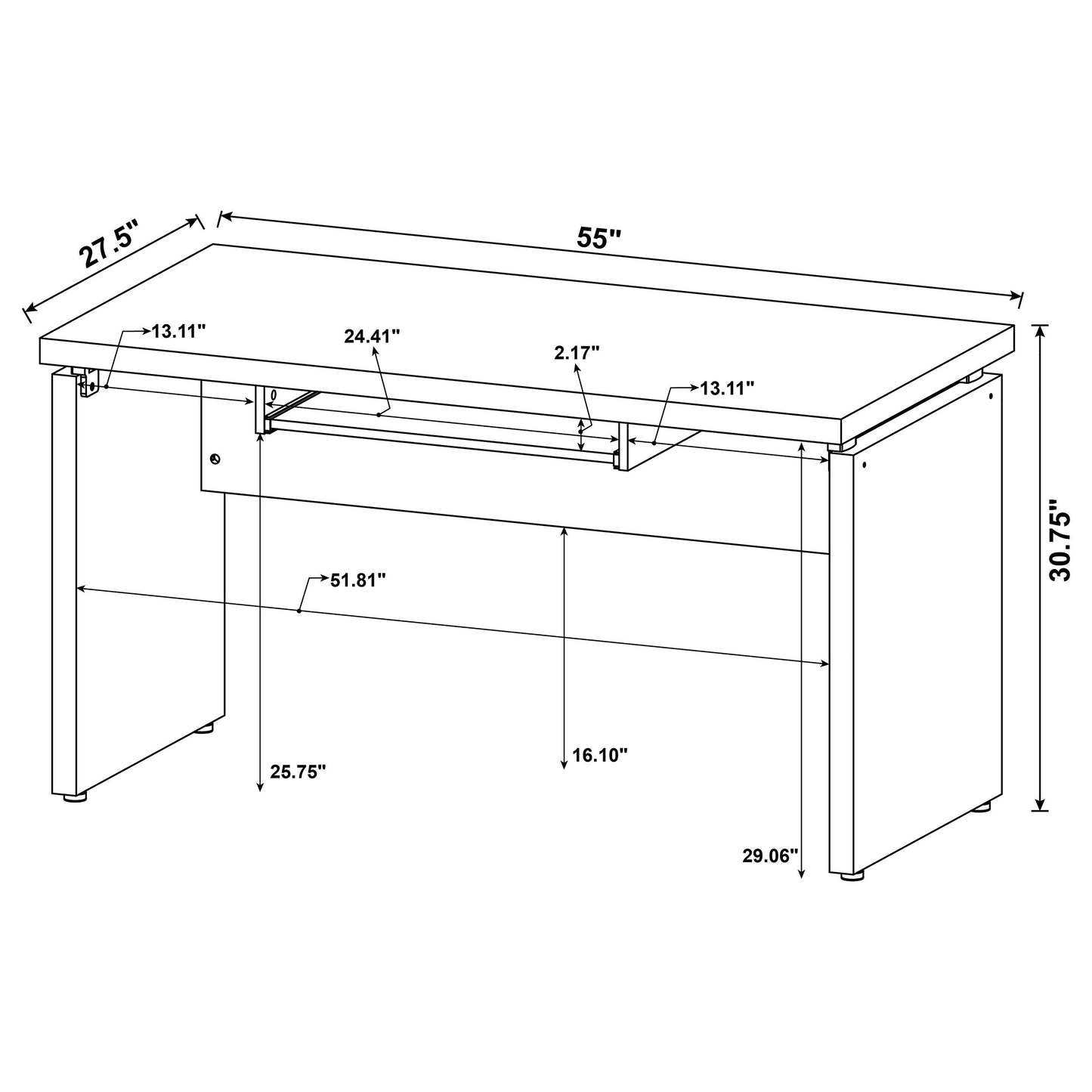 Skylar 55-inch Computer Desk with Keyboard Drawer Cappuccino