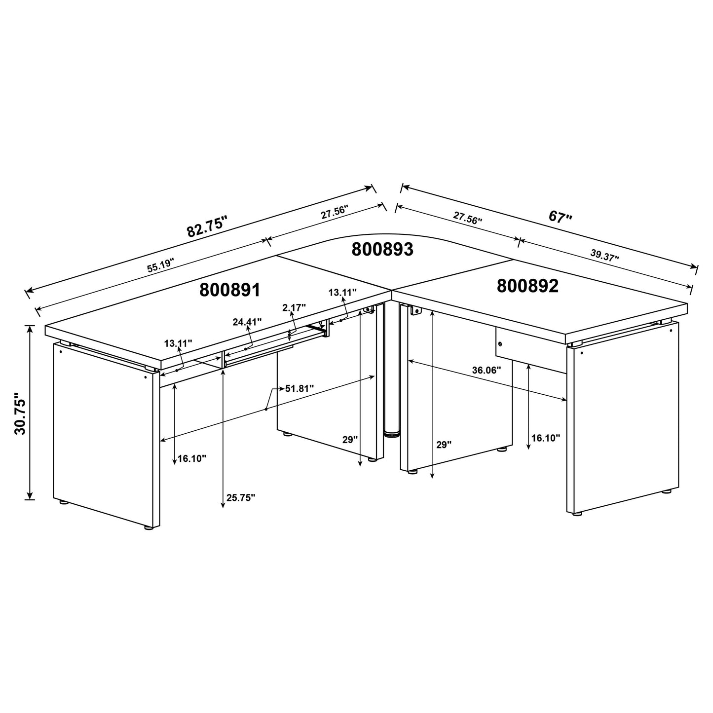 Skylar 83-inch L-Shaped Office Computer Desk Cappuccino