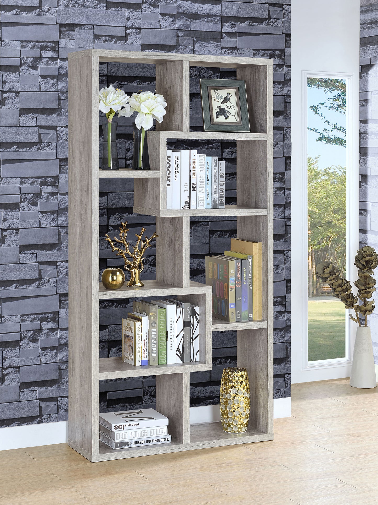 Theo 71-inch 6-shelf Bookshelf Grey Driftwood