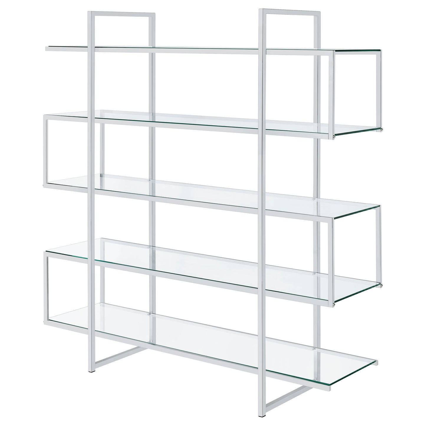 Elmer 63-inch 5-shelf Bookshelf Clear and Chrome