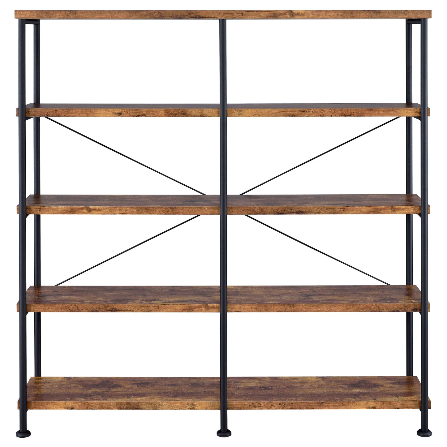 Analiese 63-inch 4-shelf Double Bookshelf Rustic Nutmeg