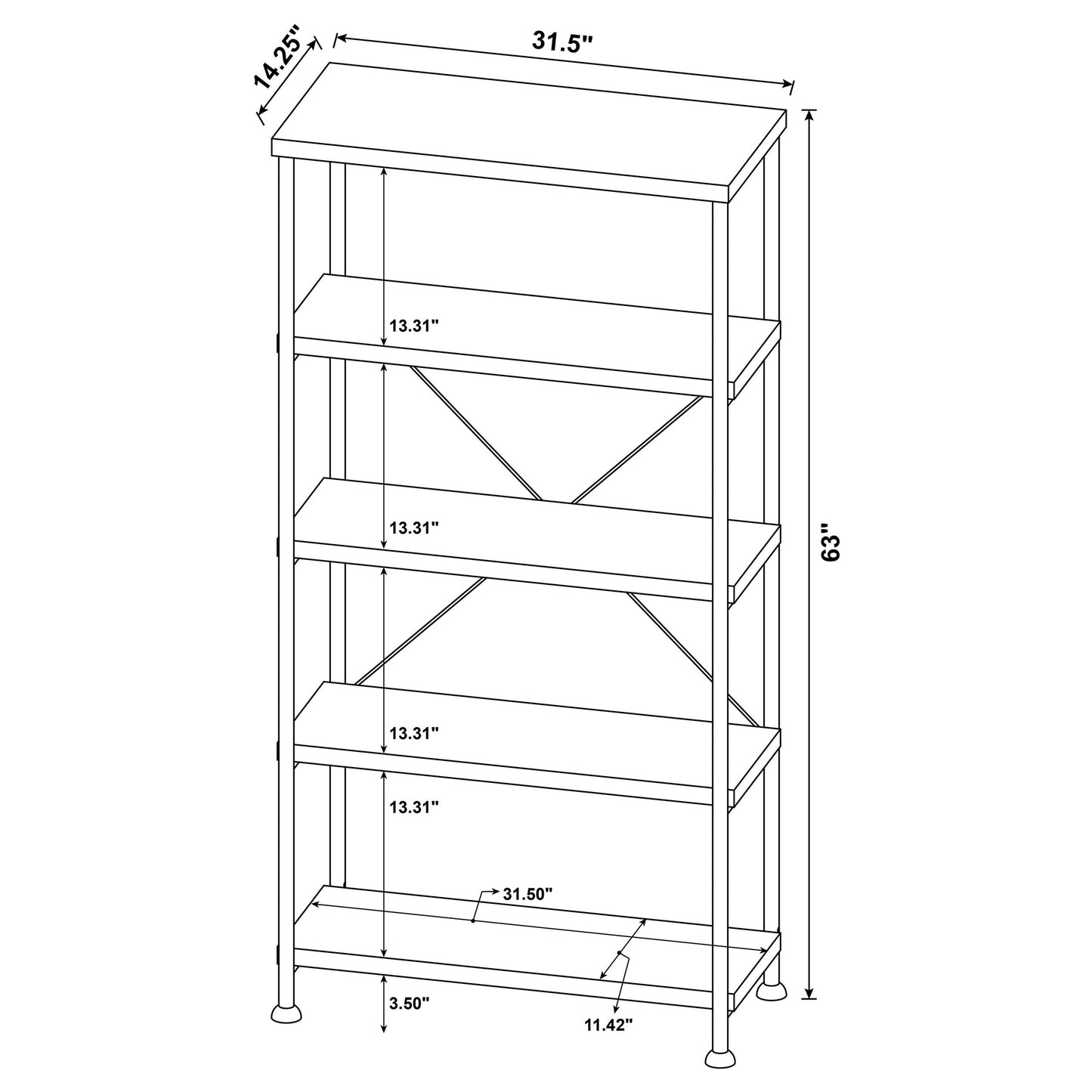 Analiese 63-inch 4-shelf Bookshelf Grey Driftwood