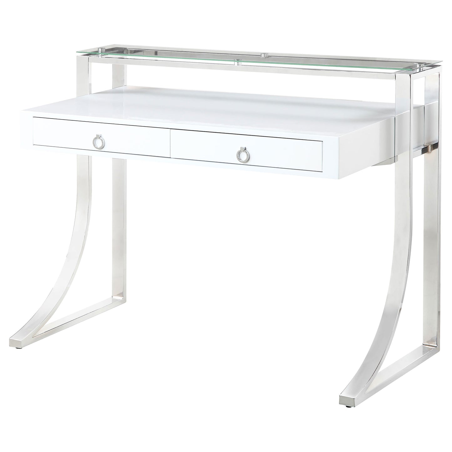 Gemma 48-inch 2-drawer Writing Desk White High Gloss