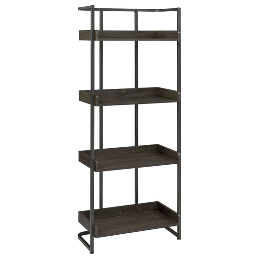 Ember 68-inch 4-shelf Bookshelf Dark Oak and Black